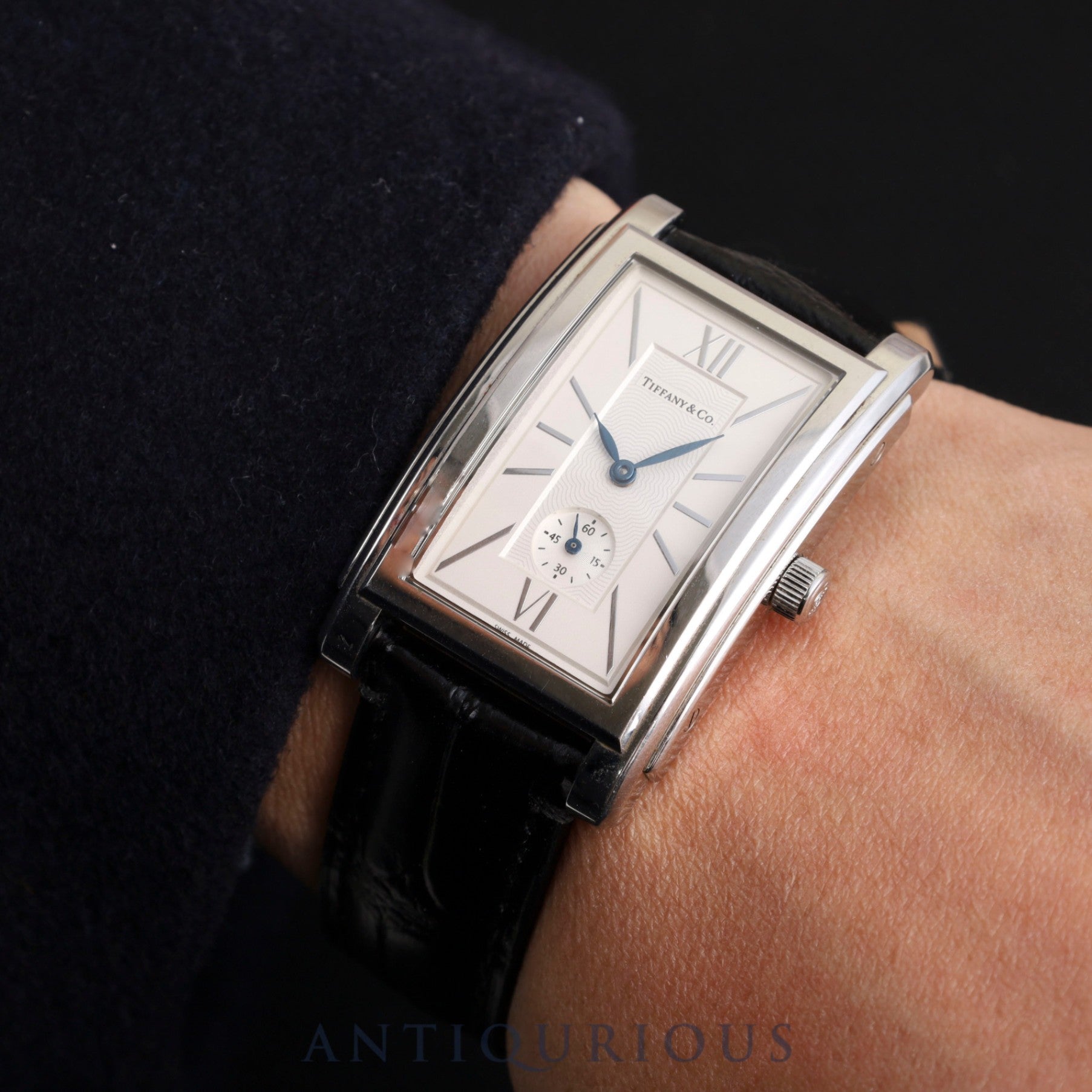 ティファニー グランドスモールセコンド Z0030.13.10A21A40A クォーツ Cal.980.163 SS 革 純正尾錠(SS)ホワイト文字盤 箱 保証書(2018年) オーバーホール済み