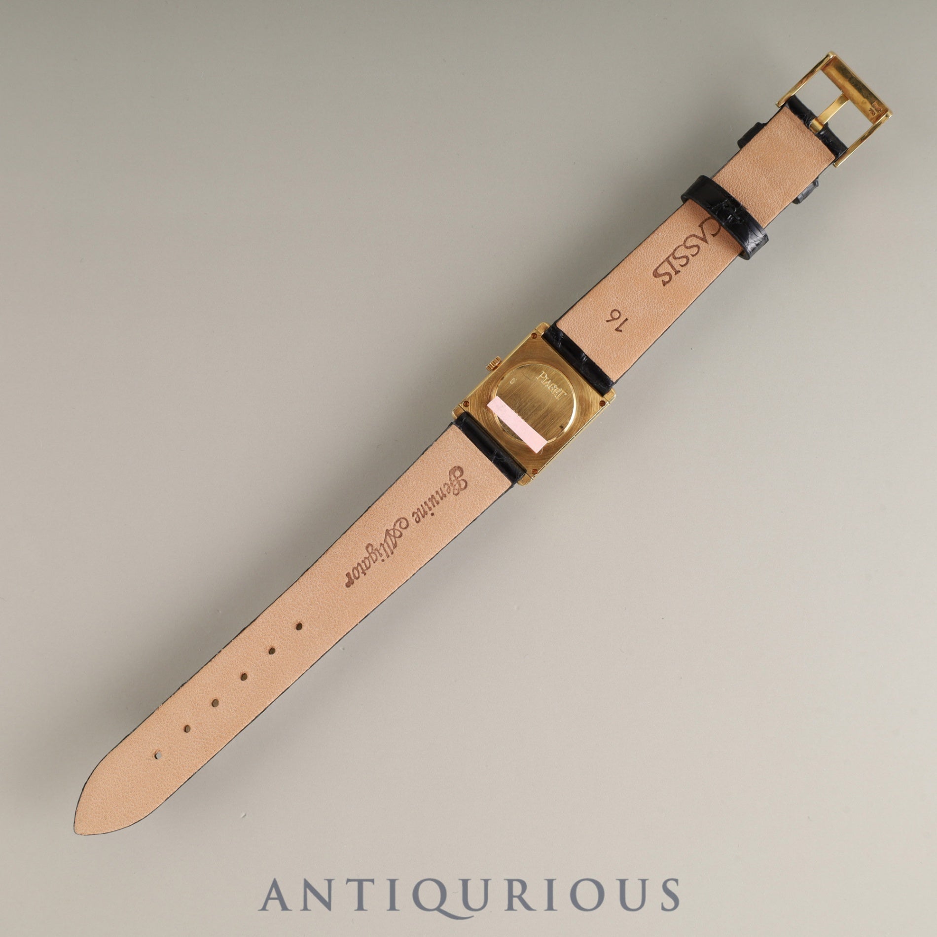 ピアジェ レクタンギュラー 40800 手巻き Cal.4P1 750 革 純正尾錠(750) ブラック文字盤 オーバーホール済み