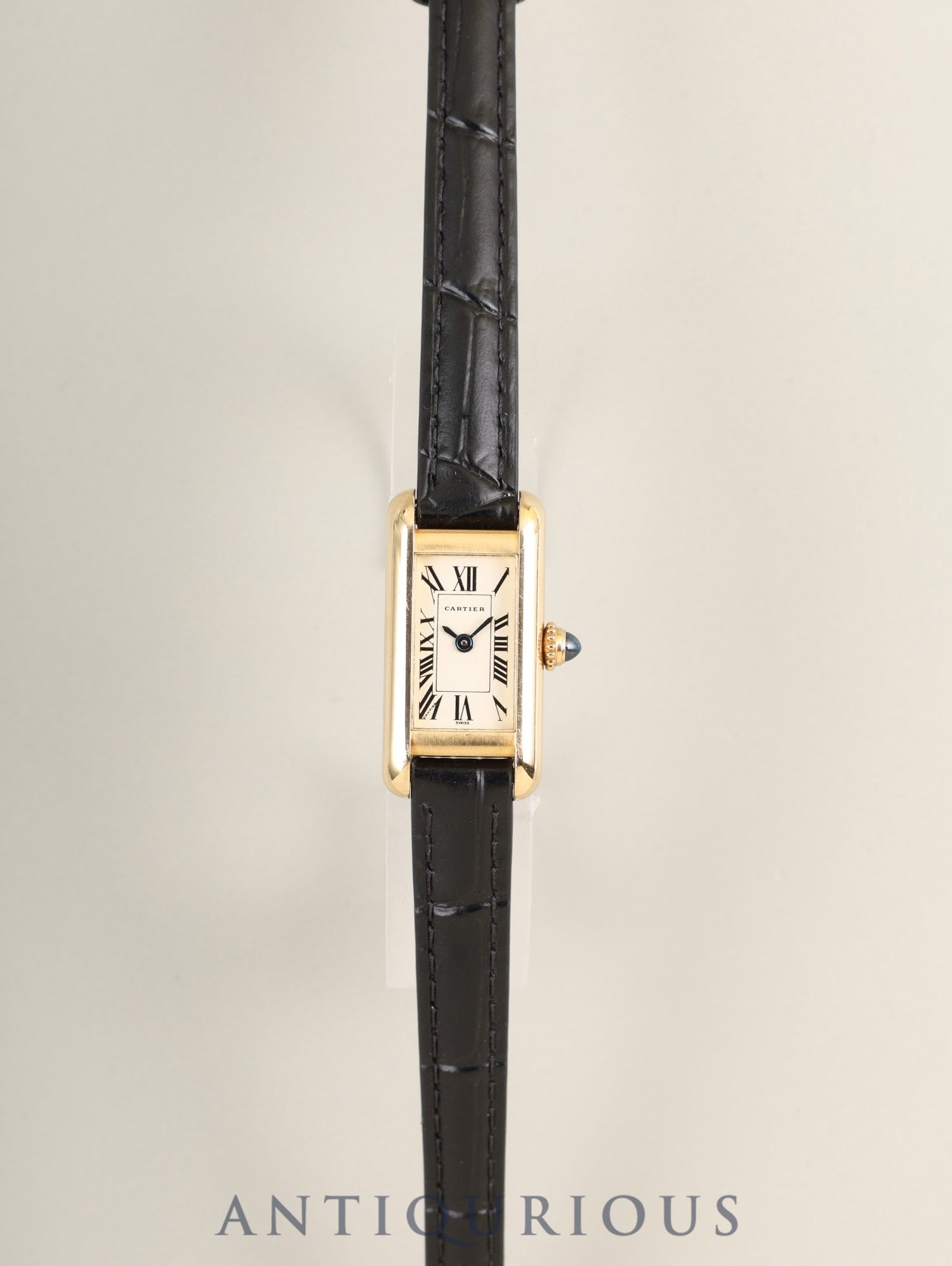 カルティエ タンク アロンジェ SM W1501753 / 828004 クォーツ Cal.028(ETA280.002) 750YG 革 社外ピンバックル(GP) アイボリーローマン文字盤 オーバーホール済み
