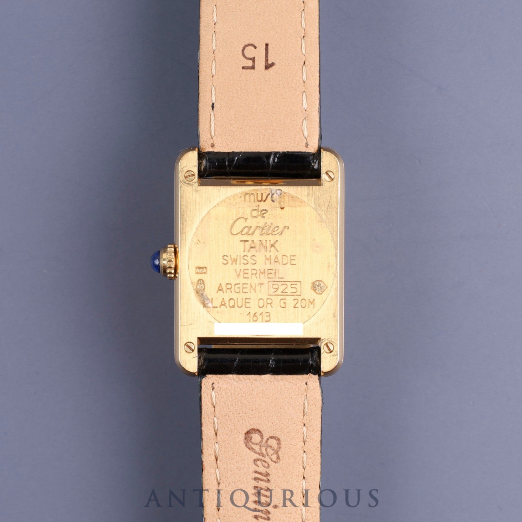 カルティエ マストタンク SM W1009654 / 1613 クォーツ Cal.057 SV925 純正Dバックル(GP) 飛びローマCC文字盤 1980年代半ば~1994年 オーバーホール済み