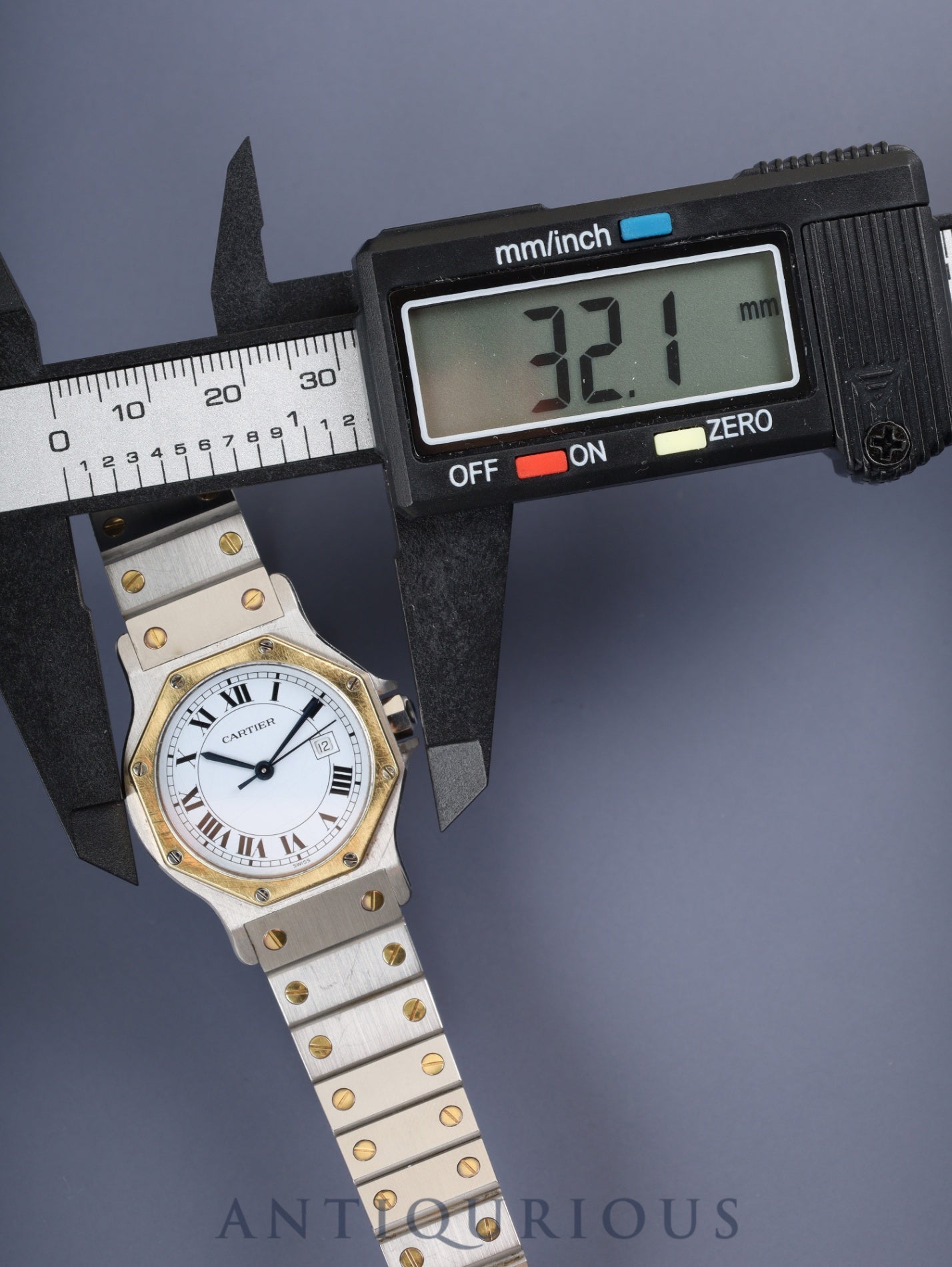 Cartier Santos Octagon LM 2966 Automatic Caliber ETA2671 Stainless Steel/Yellow Gold White Roman Dial Box and Booklet Overhauled