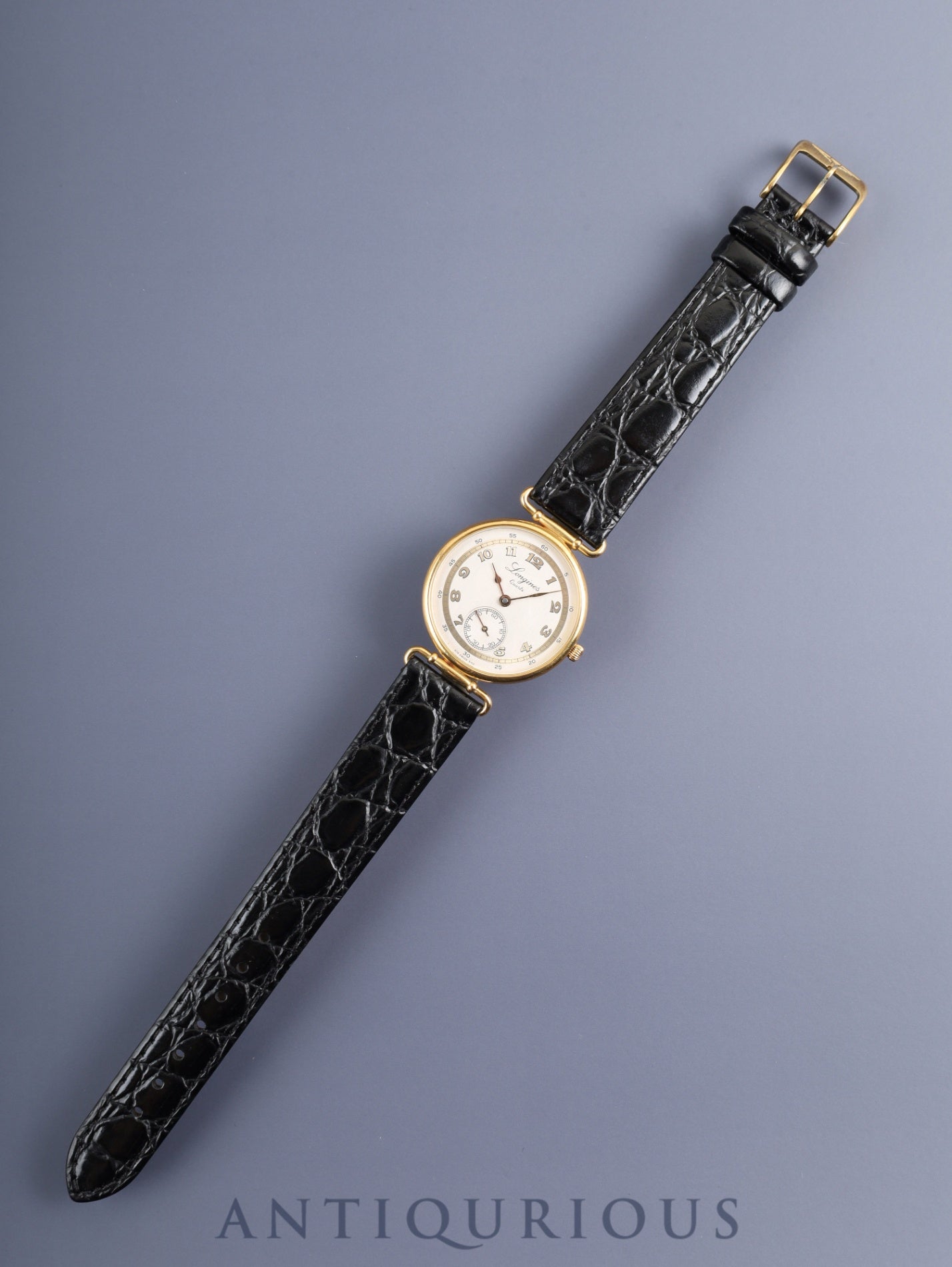 Longines 150th Anniversary Model 976.5162 Quartz Caliber L976.2 Stainless Steel/GP Leather Strap with Genuine GP Buckle, White and Gold Dial, Overhauled