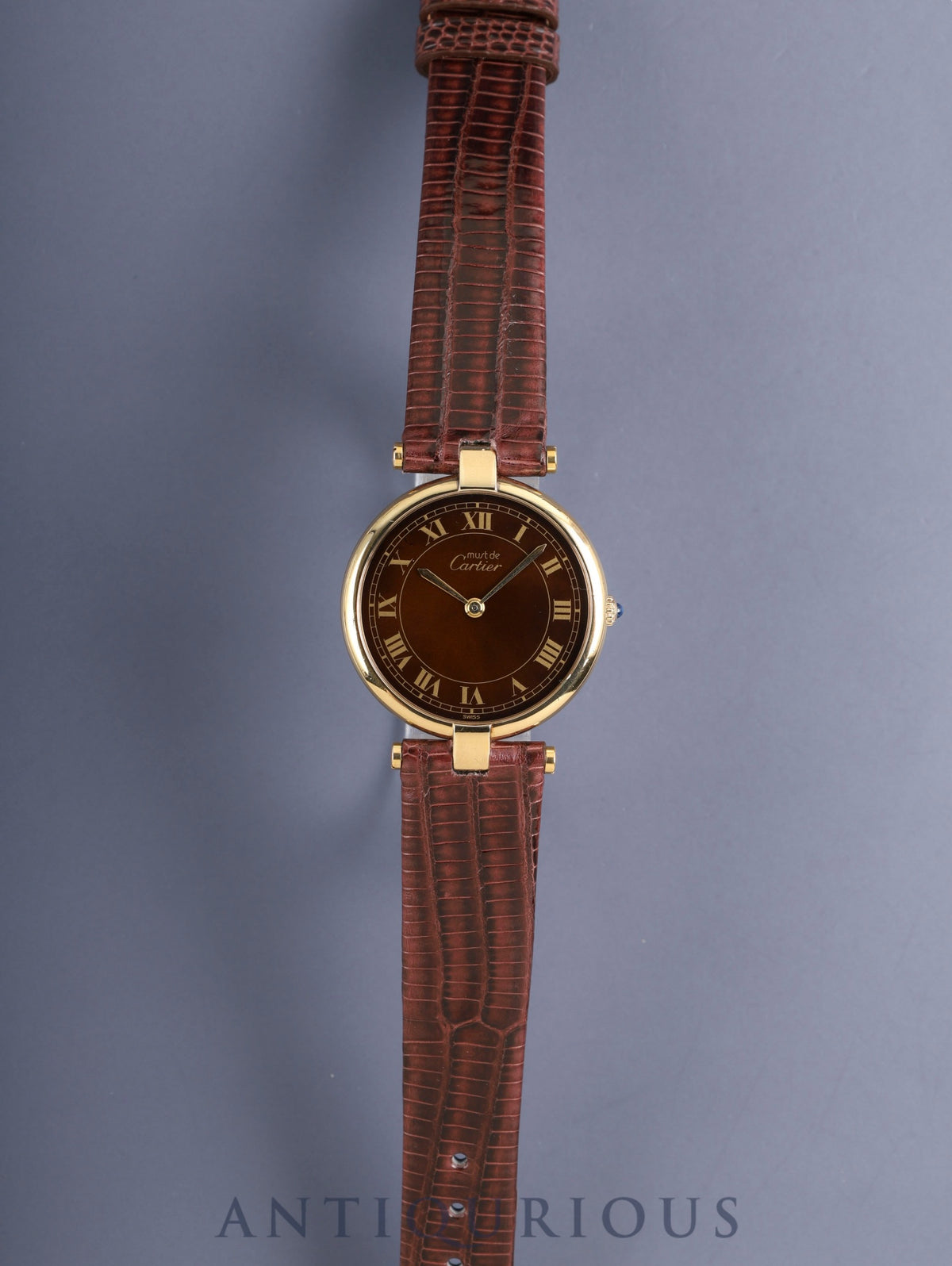 Cartier Must Vendome VLC LM 17 Quartz Cal.81 SV925 Leather Genuine Pin Buckle (GP) Mahogany Dial (SWISS marking) Overhauled