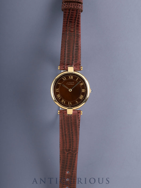 Cartier Must Vendome VLC LM 17 Quartz Cal.81 SV925 Leather Genuine Pin Buckle (GP) Mahogany Dial (SWISS marking) Overhauled