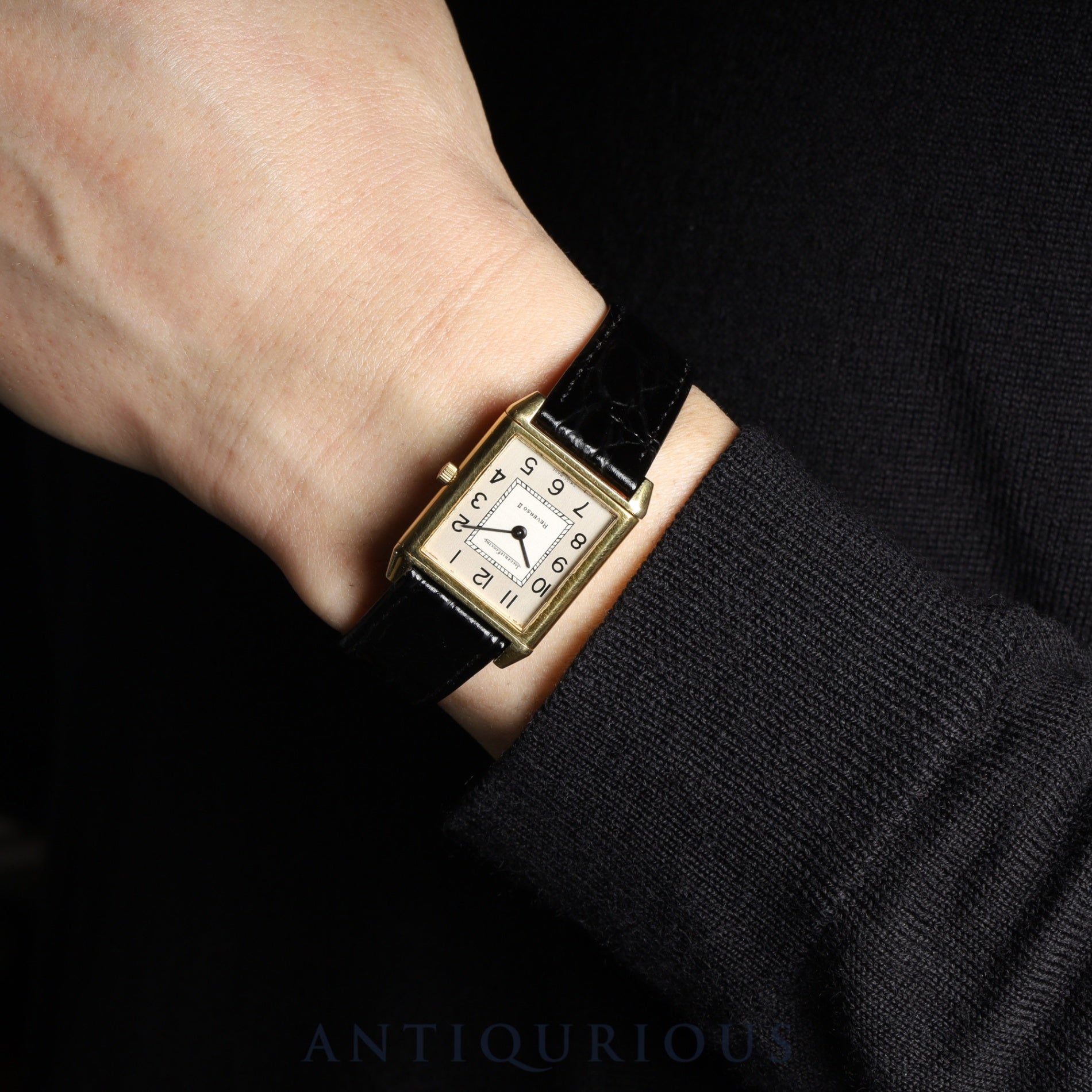 ジャガー・ルクルト レベルソⅡ 1410031 手巻き Cal.- 750 革 純正尾錠(GP) シルバーアラビア文字盤 1980年代製 オーバーホール済み