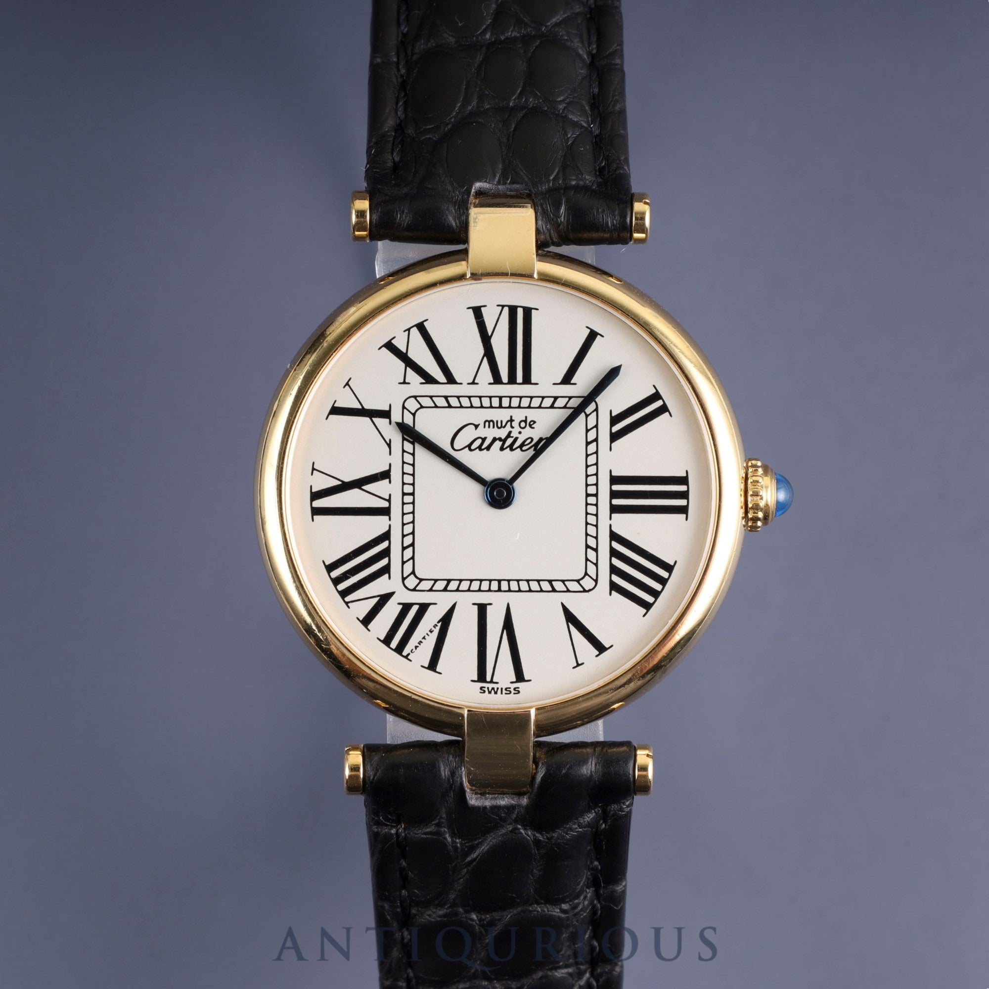 カルティエ マスト ヴァンドーム VLC LM 590003 クォーツ Cal.690 SV925 革 純正Dバックル(GP) オパラン文字盤 オーバーホール済み
