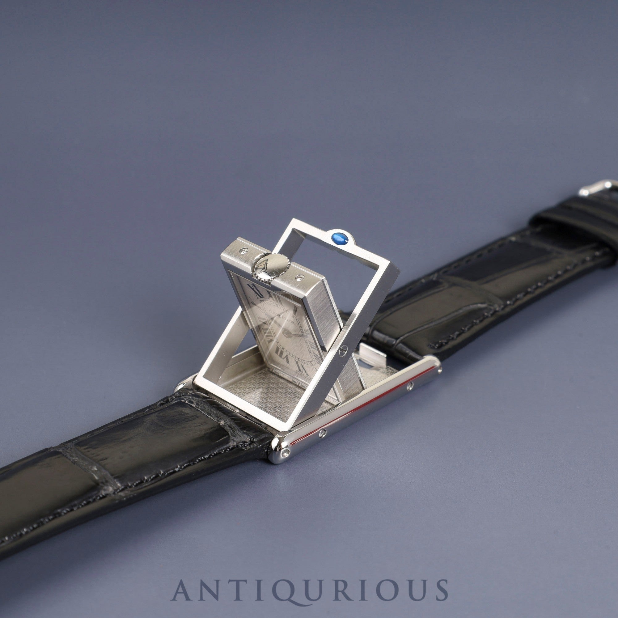 Cartier Tank Basculante LM W10X1358 / 2390 Manual winding SS Leather Genuine buckle (SS) Silver dial Box Complete service (full maintenance) completed at Cartier boutique