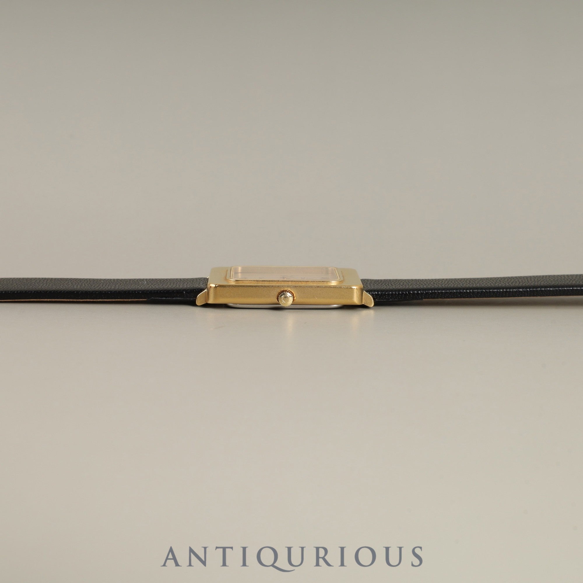 Omega De Ville 595.0084 Quartz Cal.976.001 GP Leather Third-party buckle Gold stripe dial Box Warranty Overhauled