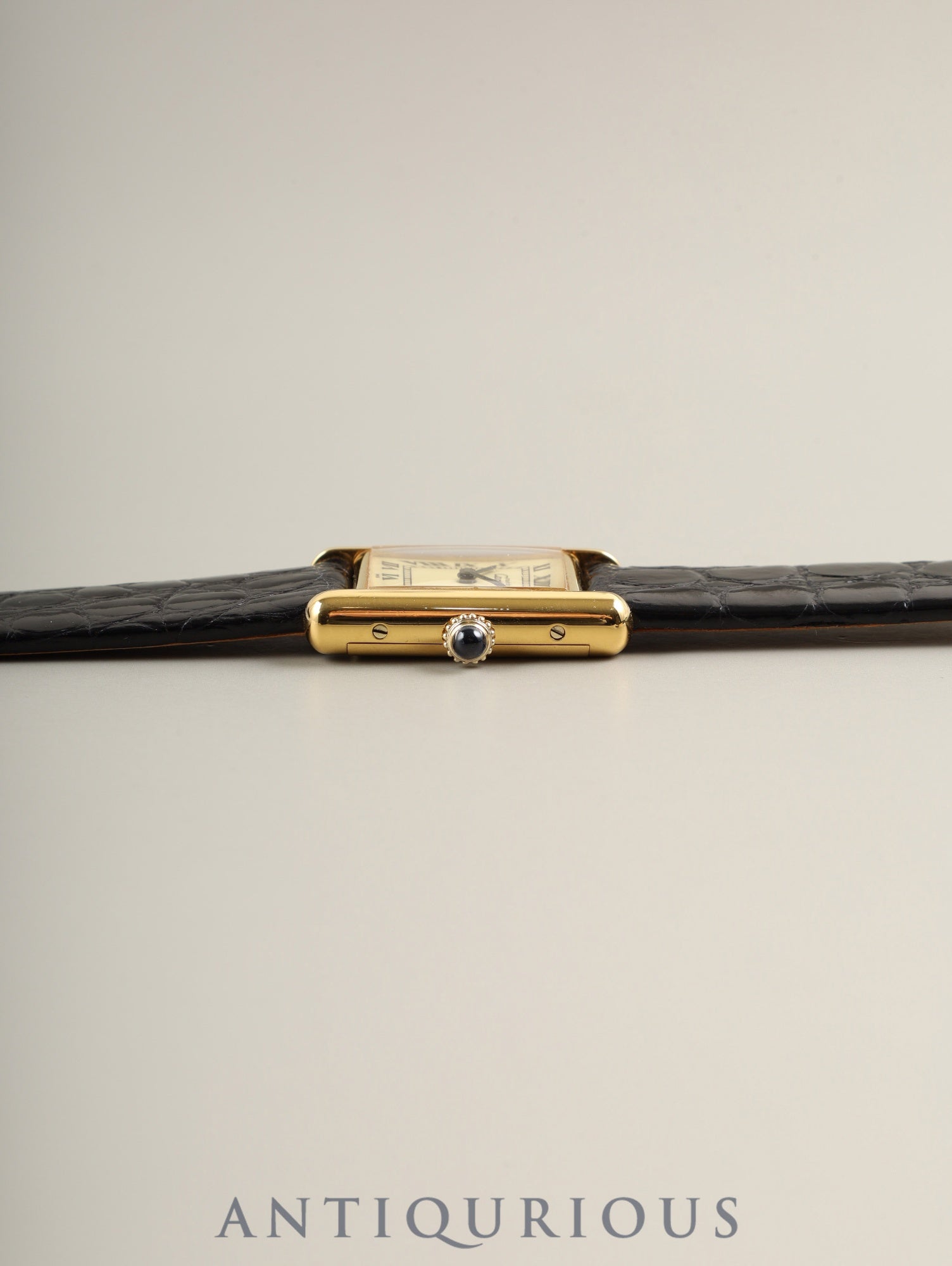 カルティエ マストタンク SM 手巻き Cal.90 SV925 革 純正尾錠(GP)アイボリーローマン文字盤 オーバーホール済み