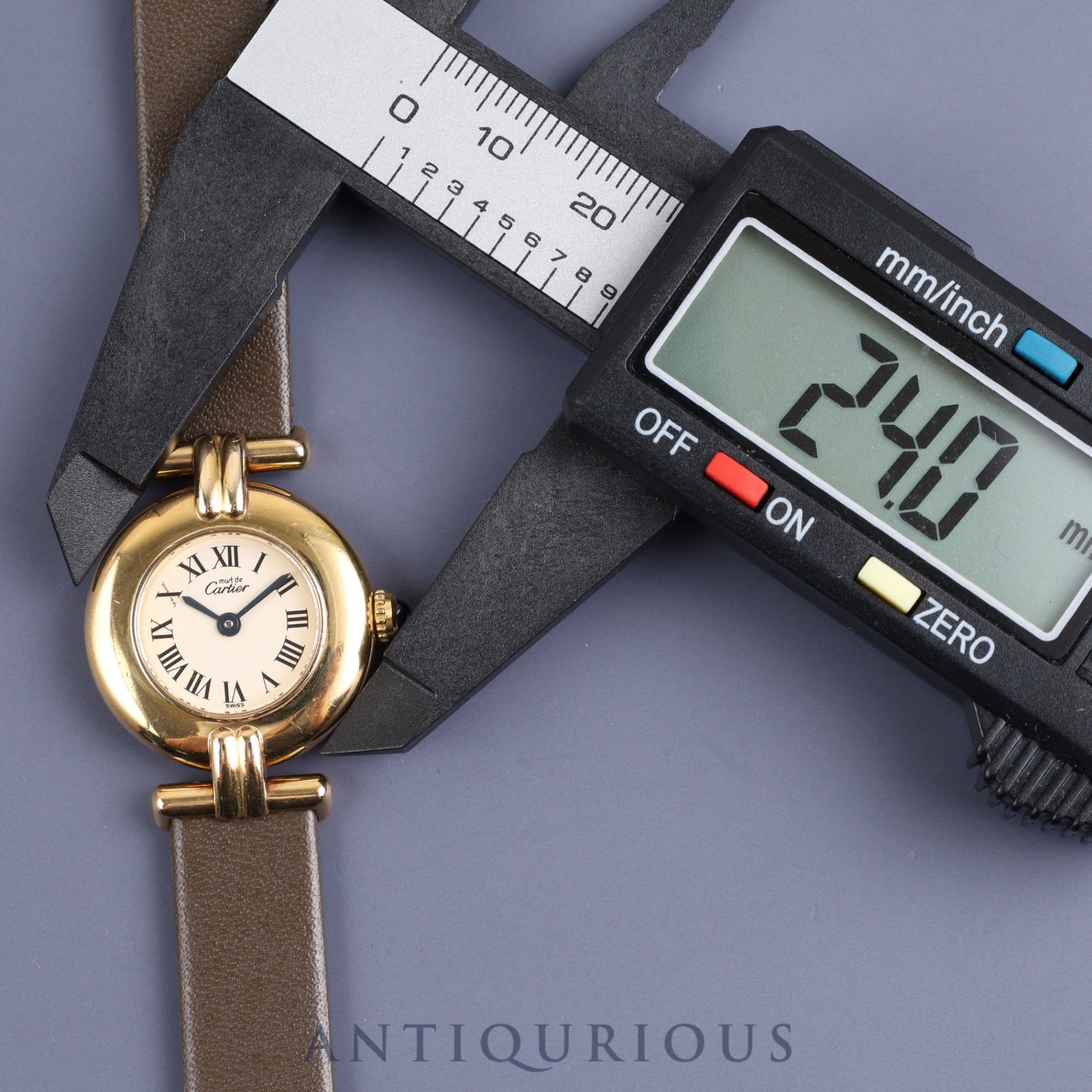 カルティエ マストコリゼ 590002 クォーツ SV925 革 純正尾錠(GP)アイボリーローマン文字盤 1980年代半ば~1994年頃 オーバーホール済み