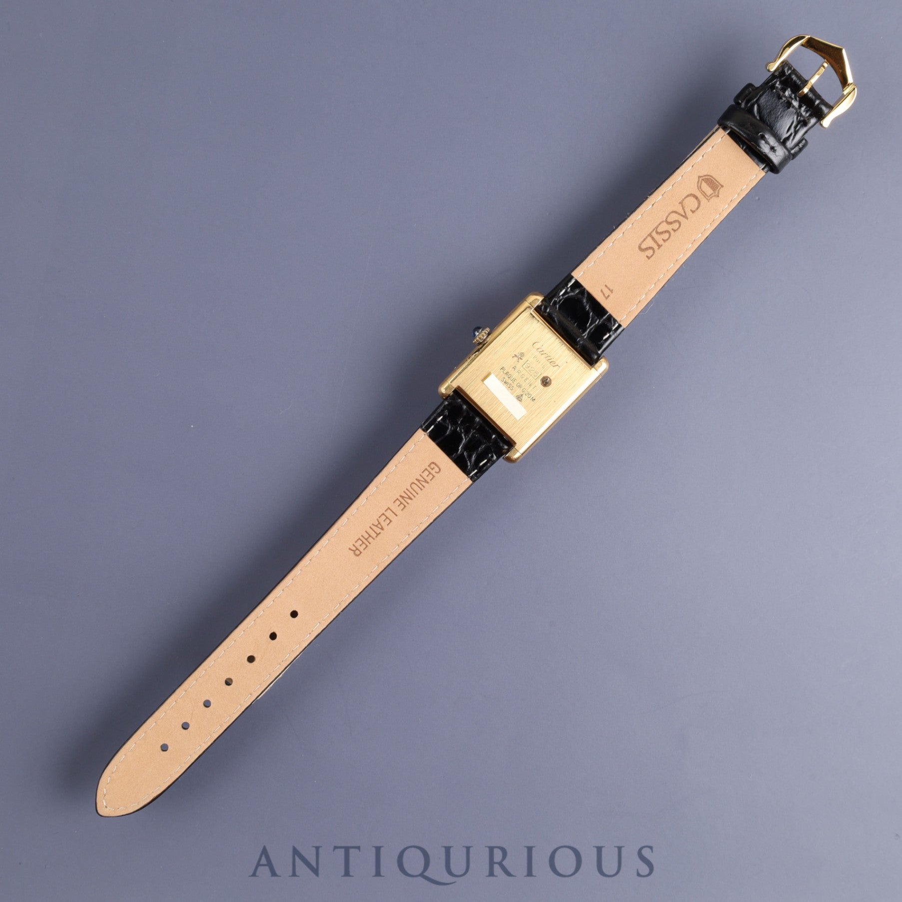 カルティエ マストタンク LM 手巻き Cal.78-1 SV925 革 純正尾錠(GP)ブラックオニキス文字盤 オーバーホール済み 新品仕上げ済み