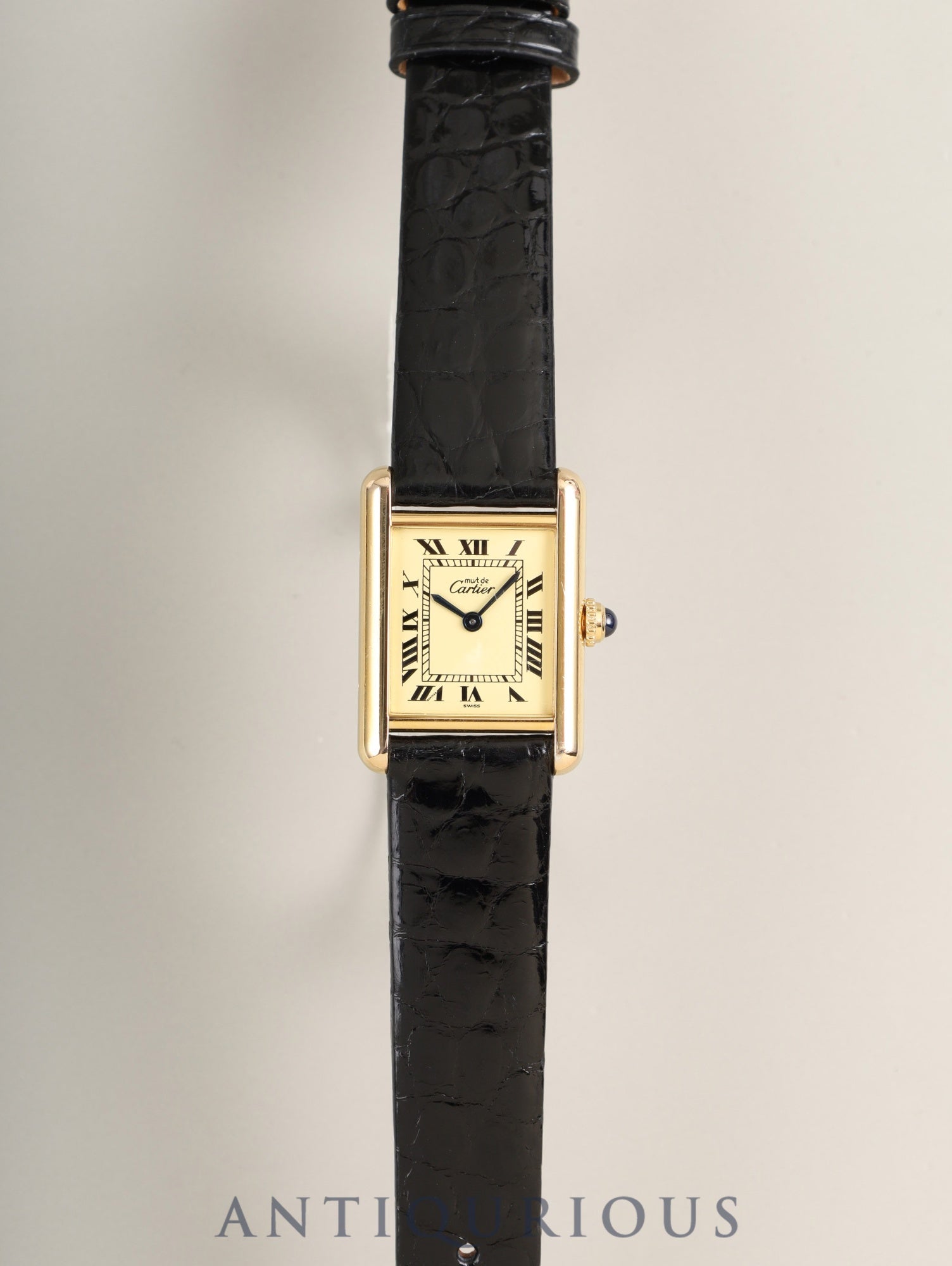 カルティエ マストタンク SM W1003153 / 1613 クォーツ Cal.057 SV925 革 純正尾錠(GP)アイボリーローマン文字盤(SWISS表記)箱 冊子 保証書(1997年)オーバーホール済み