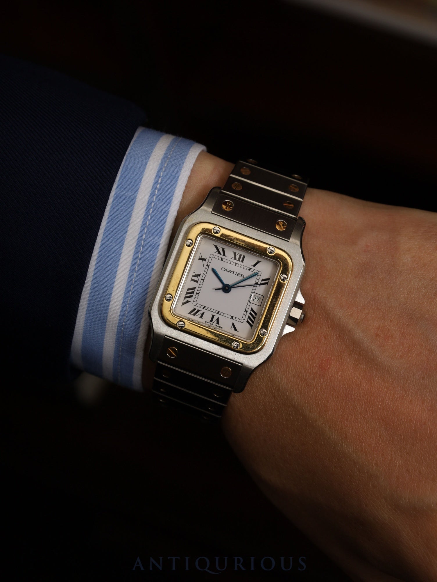 Cartier Santos Galbee LM 81036288/2961 Automatic Caliber 2671 Stainless Steel/Yellow Gold White Roman Dial Overhauled