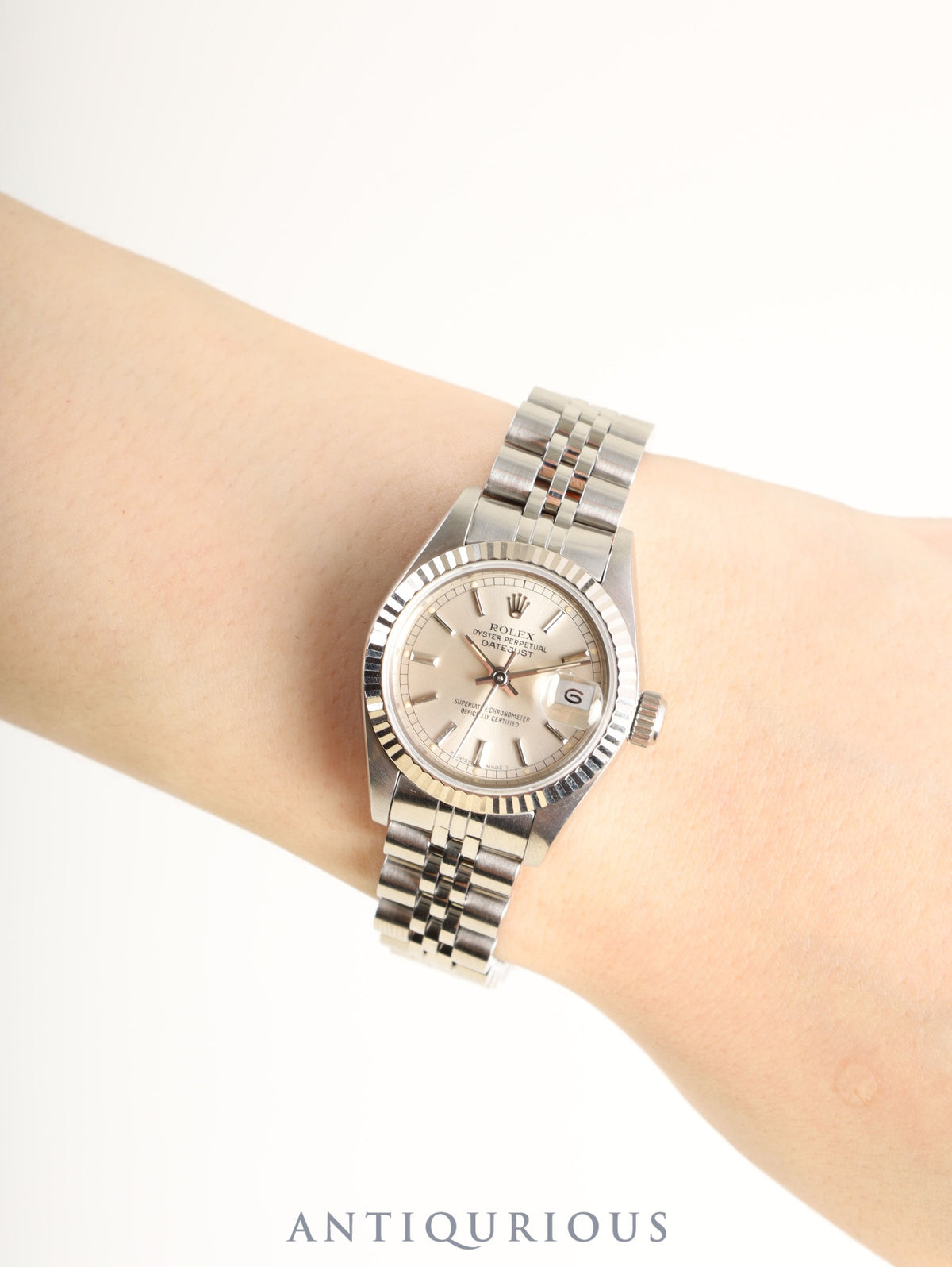 Rolex Datejust Lady 69174 Automatic Caliber 2135 Stainless Steel/White Steel Silver Dial Box Booklet Warranty Card (1989) Overhauled