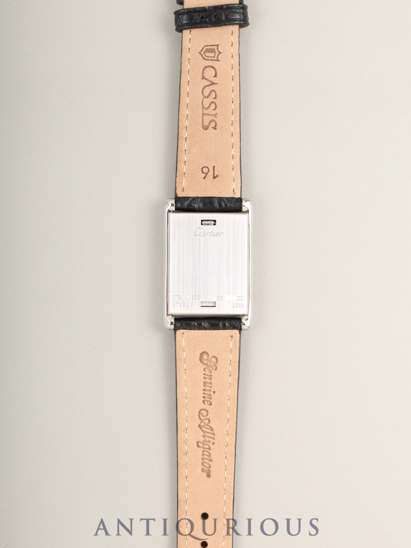 カルティエ タンク バスキュラント SM W10X1158 / 2386 クォーツ Cal.059 SS 革 純正ピンバックル(SS)ホワイトローマン文字盤 オーバーホール済み