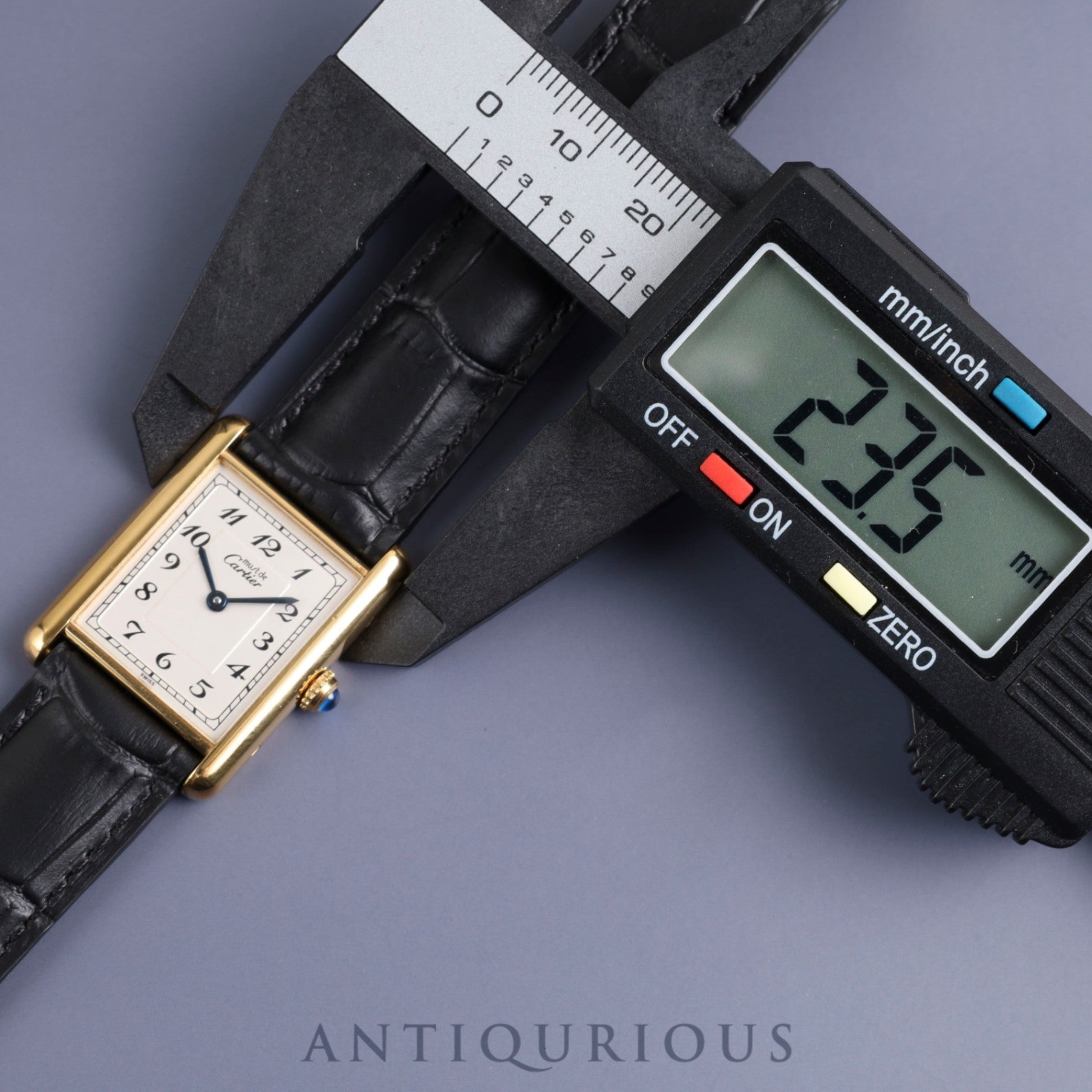 Cartier Must Tank LM 590005 Quartz Cal.90 SV925 Leather Genuine D-buckle (GP) White Arabic dial Overhauled