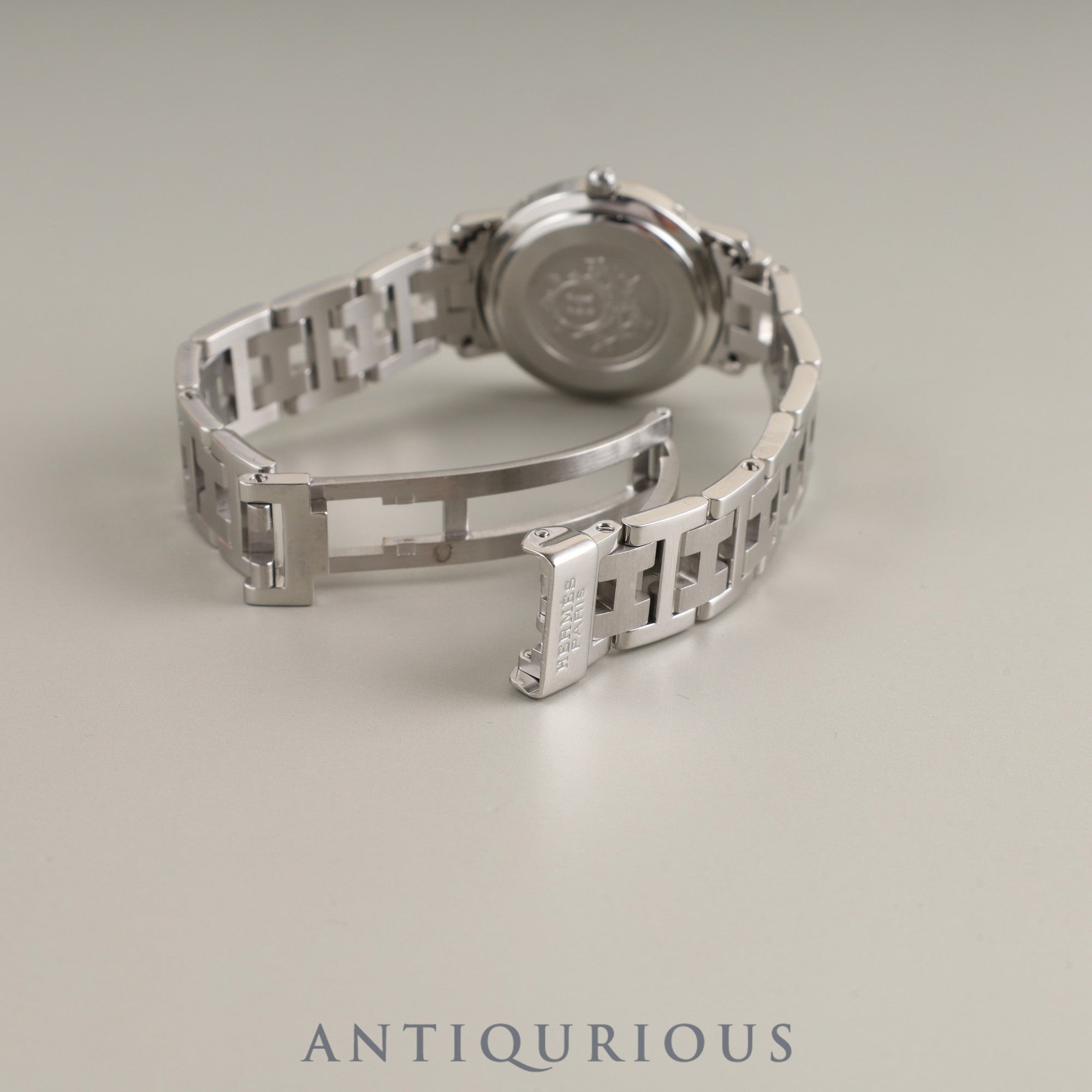 エルメス クリッパー CL4.210 クォーツ SS SS ブルーアラビア文字盤 箱 保証書(2002年)オーバーホール済み