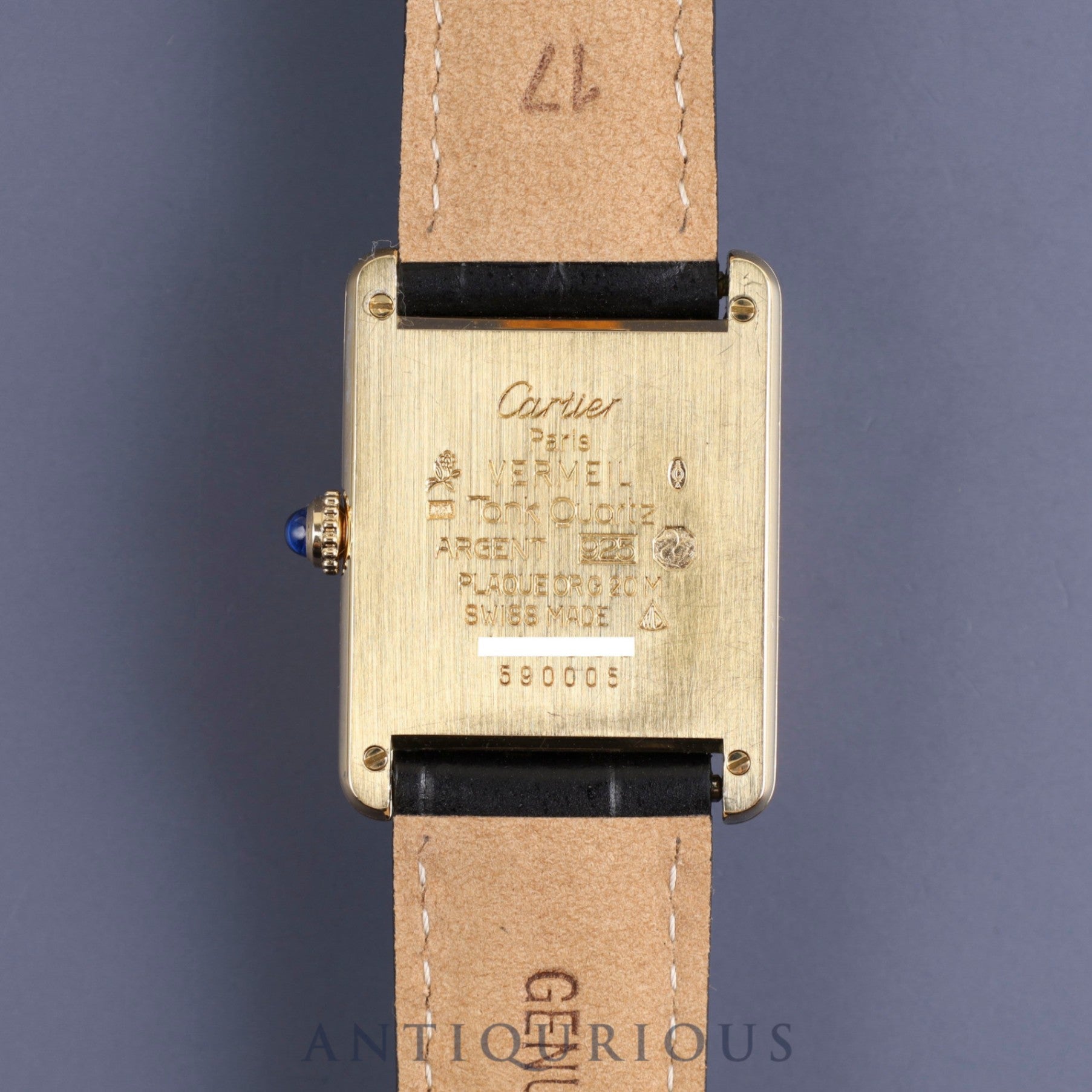 カルティエ マストタンク LM 590005 クォーツ SV925 革 純正尾錠(GP)アイボリーローマン文字盤 箱 冊子 カルティエブティックコンプリートサービス済み