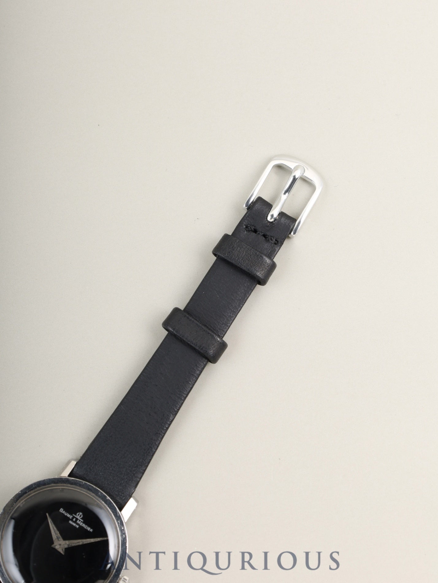 ボーム&メルシエ ラウンド 1612 手巻き SS 革 社外ピンバックル(SS) ブラック文字盤 オーバーホール済み