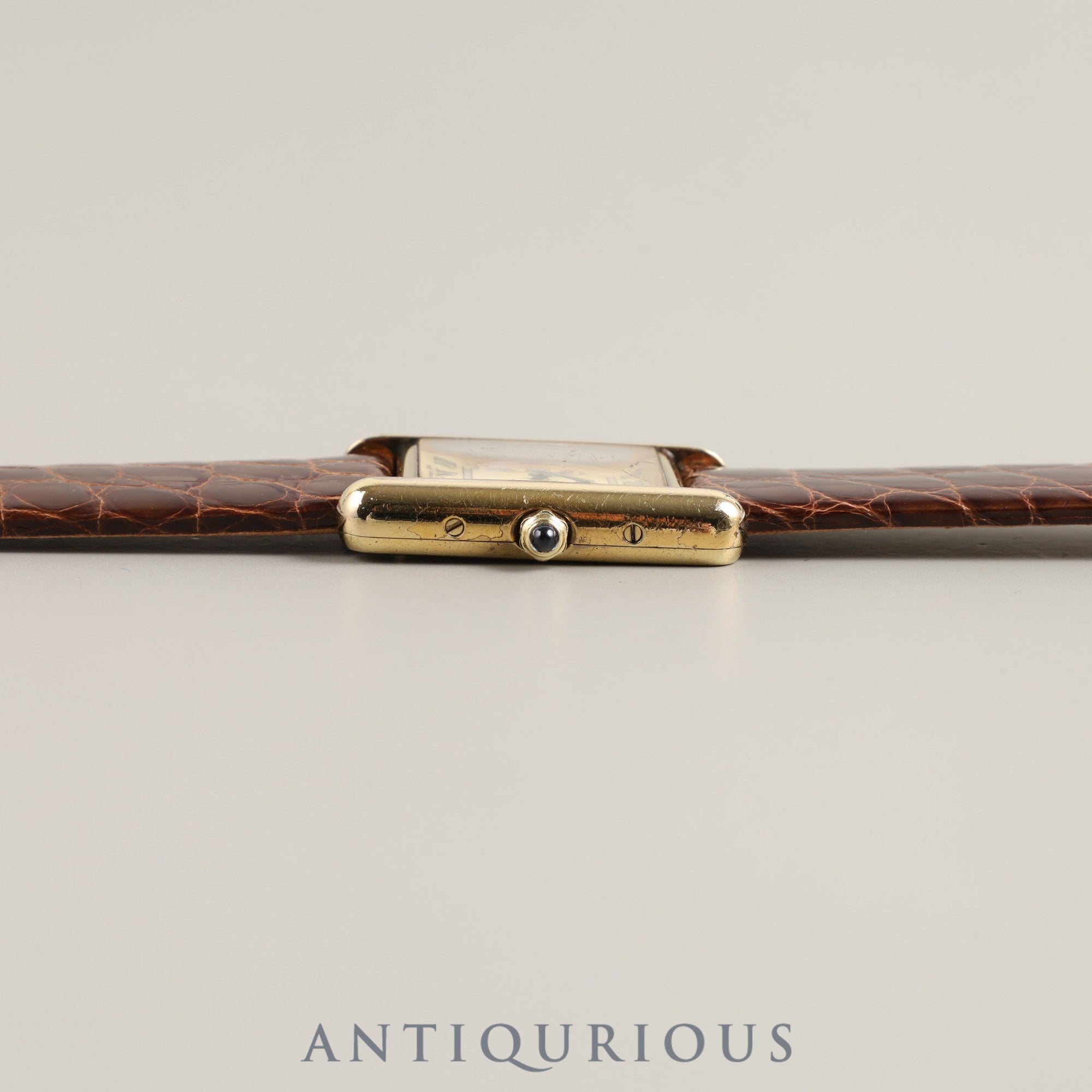 Cartier Must Tank SM 3 66001 Quartz Leather Strap with Genuine GP Buckle, Ivory Roman Dial, Cartier Boutique Complete Service (Full Maintenance)