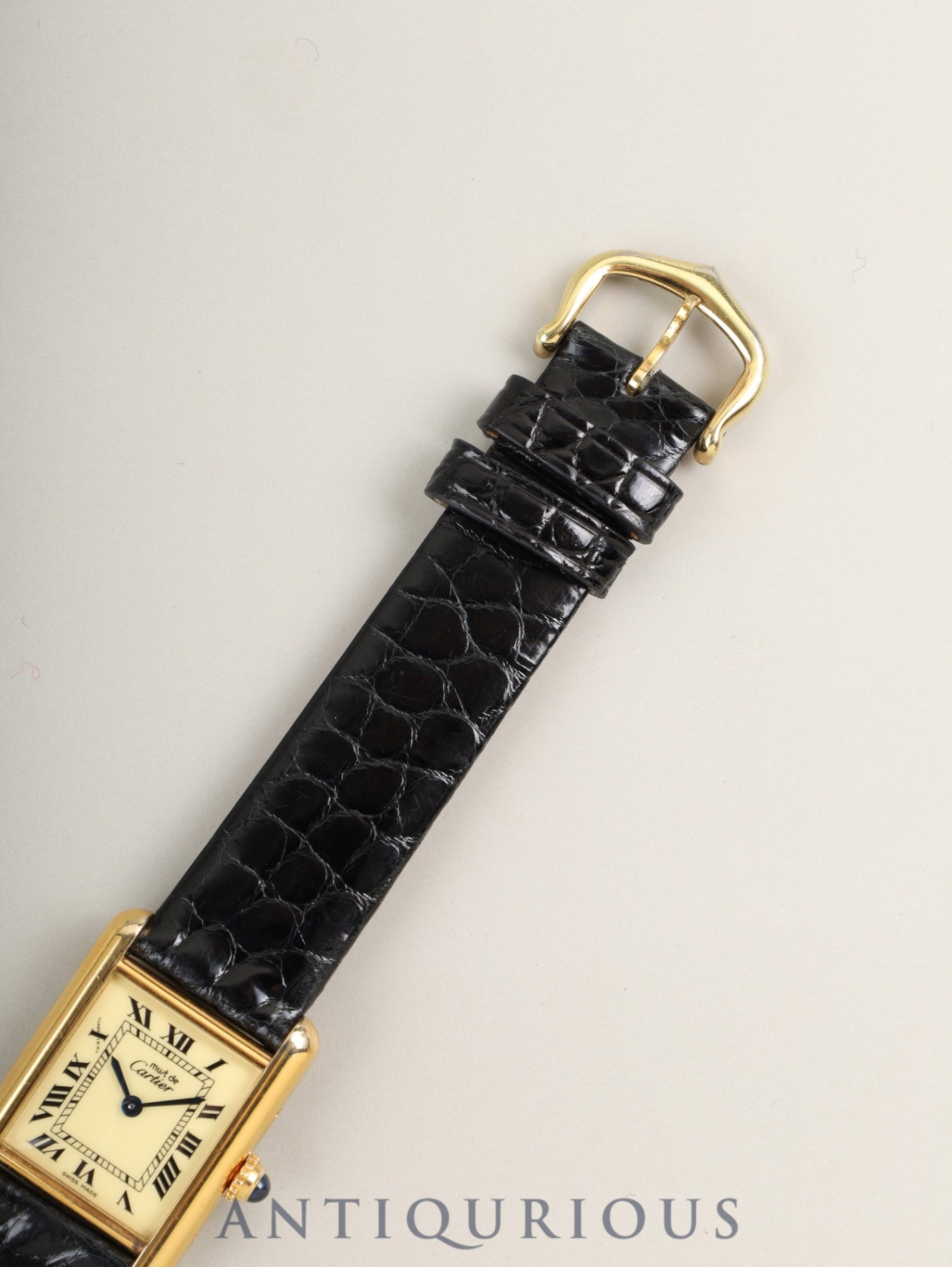 カルティエ マストタンク SM W1003153 / 5057001 クォーツ SV925 革 純正ピンバックル(GP)アイボリーローマン文字盤(SWISS MADE表記)保証書(1990年) カルティエブティックにてコンプリートサービス(フルメンテナンス)済み