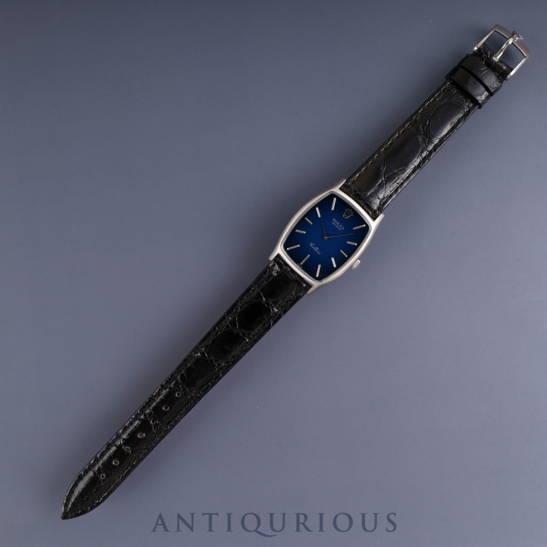 Rolex CELLINI 3807 Manual Winding Caliber 1601 18K Leather Strap with Genuine Stainless Steel Buckle Blue Gradient Dial 26x37mm 38 Series (1973) Overhauled