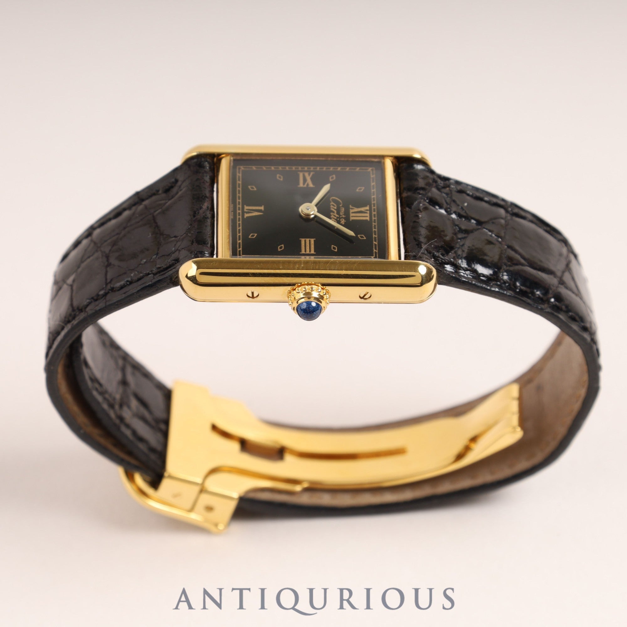 カルティエ マストタンク SM QZ ブラック飛びローマ文字盤 Dバックル フルメンテナンス済み