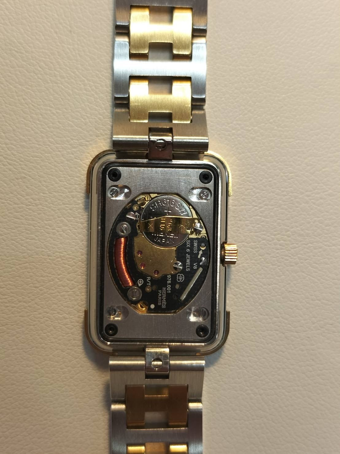 エルメス クロアジュール CRI.240 クォーツ Cal.976.001 SS/GP SS/GP ホワイト文字盤 箱 保証書(2010年)オーバーホール済み