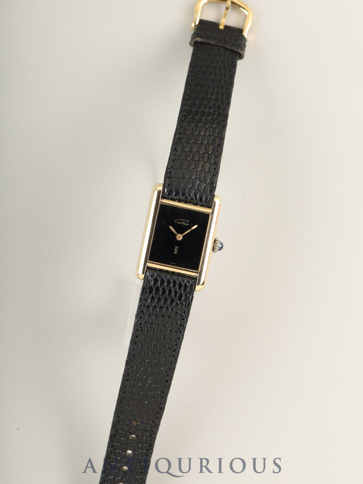 Cartier Must Tank SM Manual winding Cal.78-1 SV925 Original leather strap Original pin buckle Onyx dial (SWISS表記) Overhauled