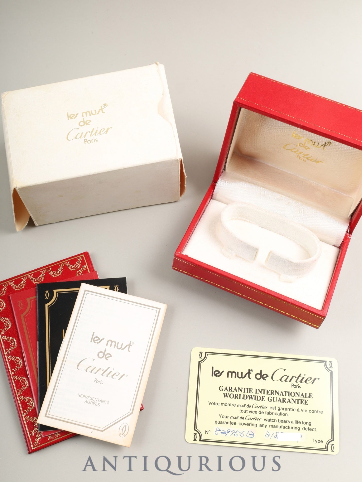 カルティエ マストタンク SM 82975613 手巻き Cal.78-1 革 純正尾錠(GP) ガーネットダイアル ボルドー文字盤(SWISS表記) 箱 保証書(1981年)オーバーホール済み