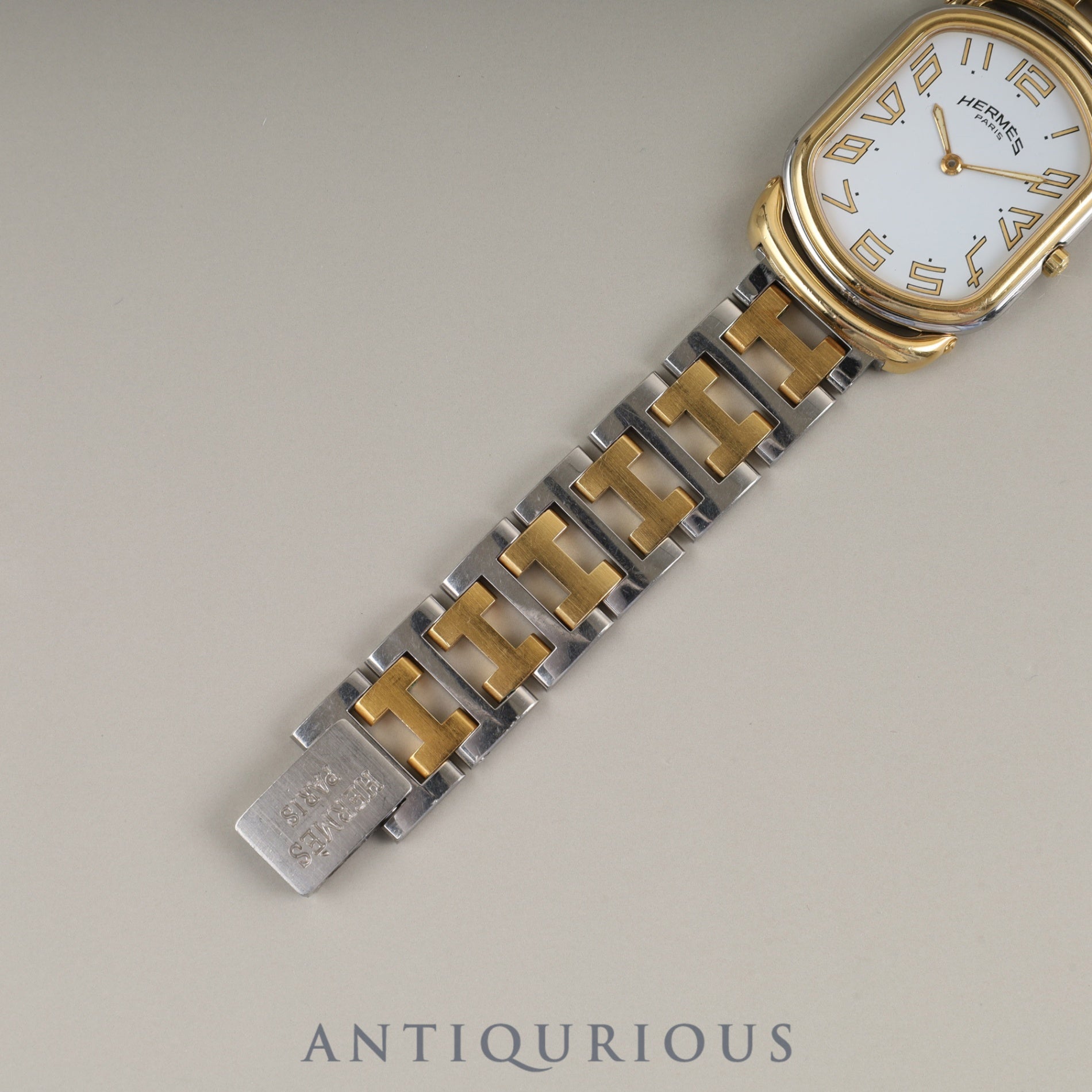 Hermes Rally 82.03.76 Quartz Cal.256.041 SS/GP SS/GP White Roman Dial Overhauled