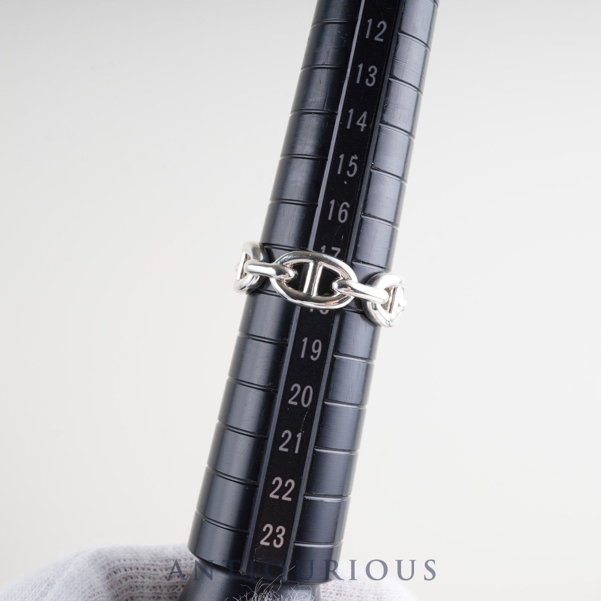 Hermès Chaine d'Ancre Enchaine Ring, SV925, #58, Size 17.5, Box, Warranty (July 2025), Card, Cloth, 25 Years Inscribed