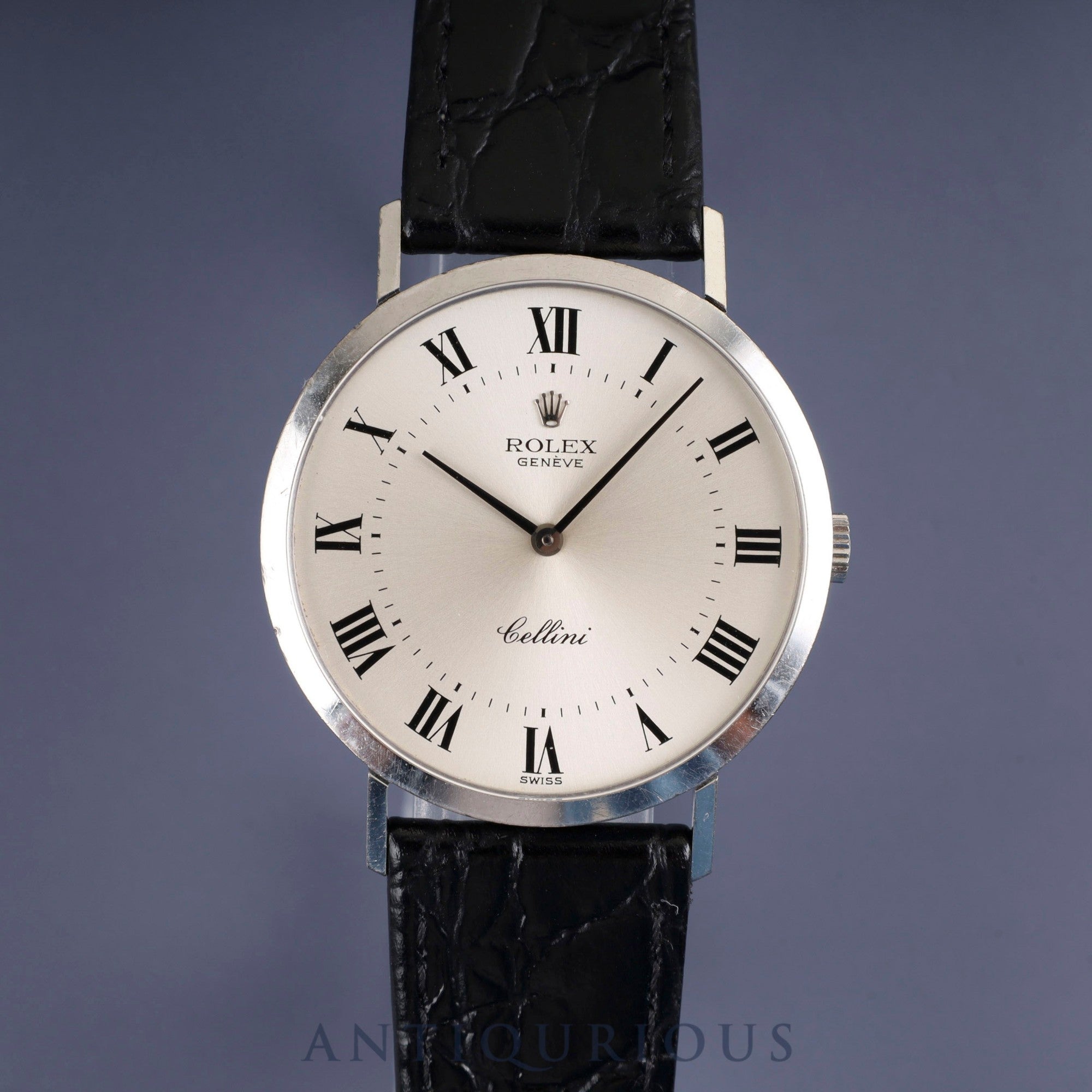 Rolex Cellini 4112 Manual Winding Caliber 1600 750 Leather Strap with Genuine Buckle (750) Silver Dial 42 Series (1974) Box Chief Overhauled