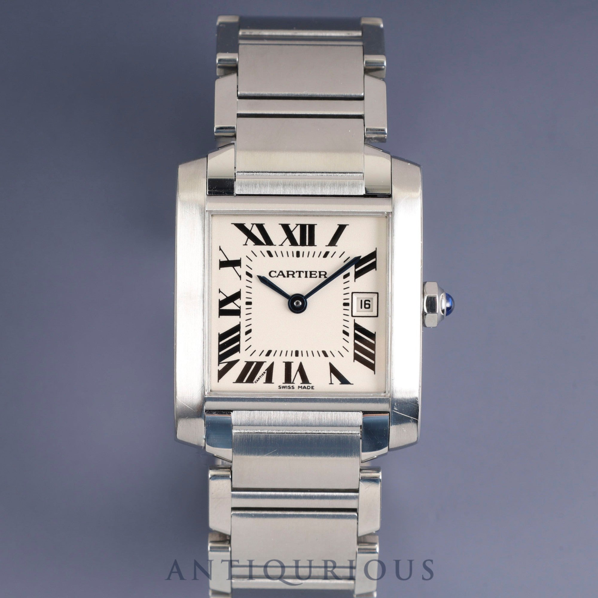 Cartier Tank Française MM W51011Q3/2465 Quartz Caliber 175N Stainless Steel White Roman Dial Box Booklet Warranty (2005) Overhauled