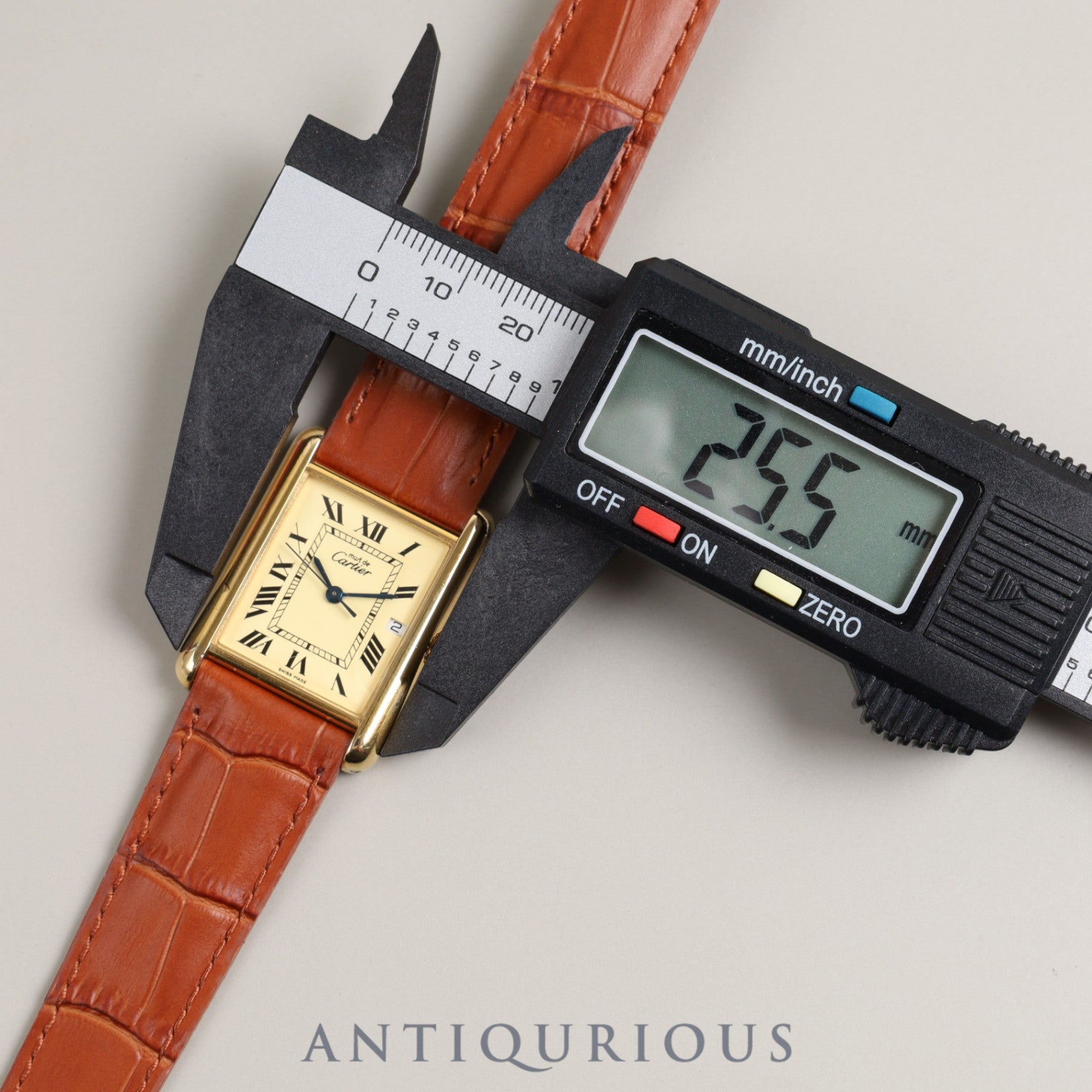 Cartier Must Tank GM (XL) Date QZ SV925 Leather Genuine Buckle (GP) Ivory Dial Box Overhauled