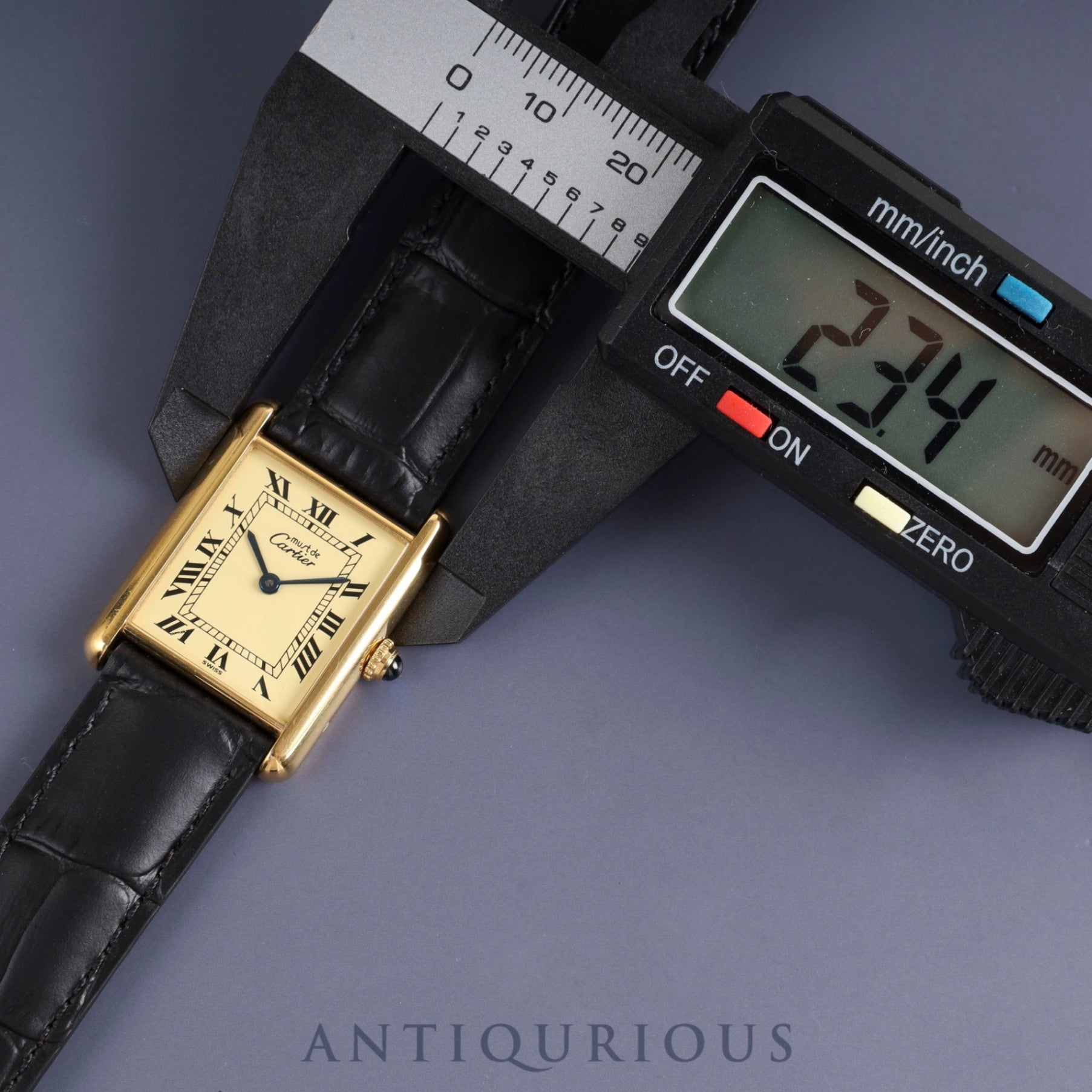 Cartier Must Tank LM 1615 / W1002754 Quartz Cal.90 SV925 Leather Genuine D-buckle (GP) Ivory Roman dial Box Booklet Warranty (1997)