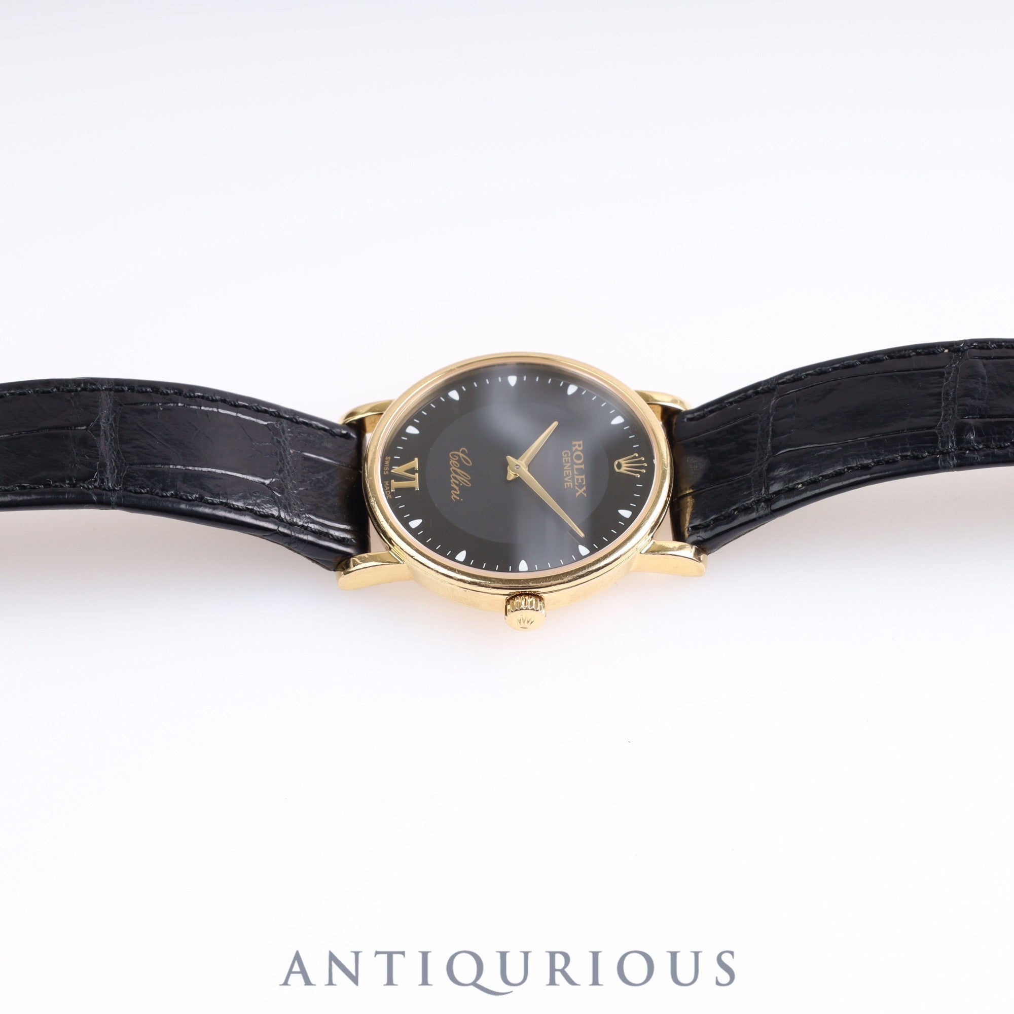 Rolex Cellini 5115/8 Manual Winding Cal.1602 Black Dial 31.8mm YG Leather K Serial (2001) Box Warranty