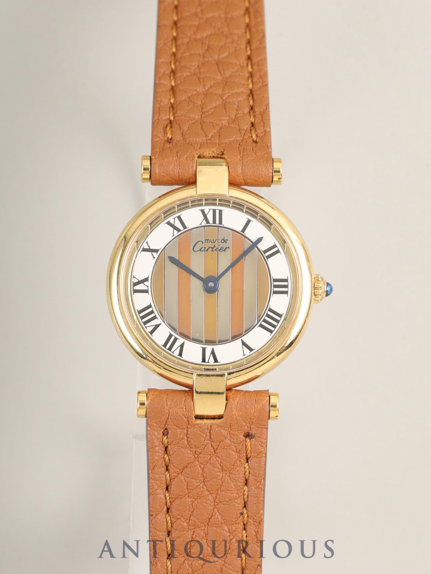 カルティエ マスト ヴァンドーム VLC SM 18 クォーツ Cal.81 SV925 革 純正尾錠(GP)フロントトリニティ文字盤 カルティエブティックにてコンプリートサービス(フルメンテナンス)済み
