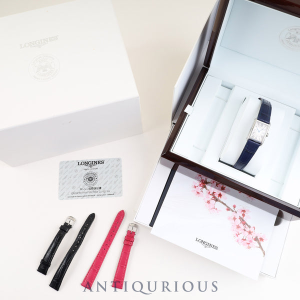 Longines DolceVita L5.258.4 Quartz Caliber L963.2 Stainless Steel Watch with Genuine Leather Strap and Genuine Buckle (SS) Silver Dial, Box (Stained), International Warranty (2017), Instruction Manual, Two Genuine Leather Straps, Overhauled