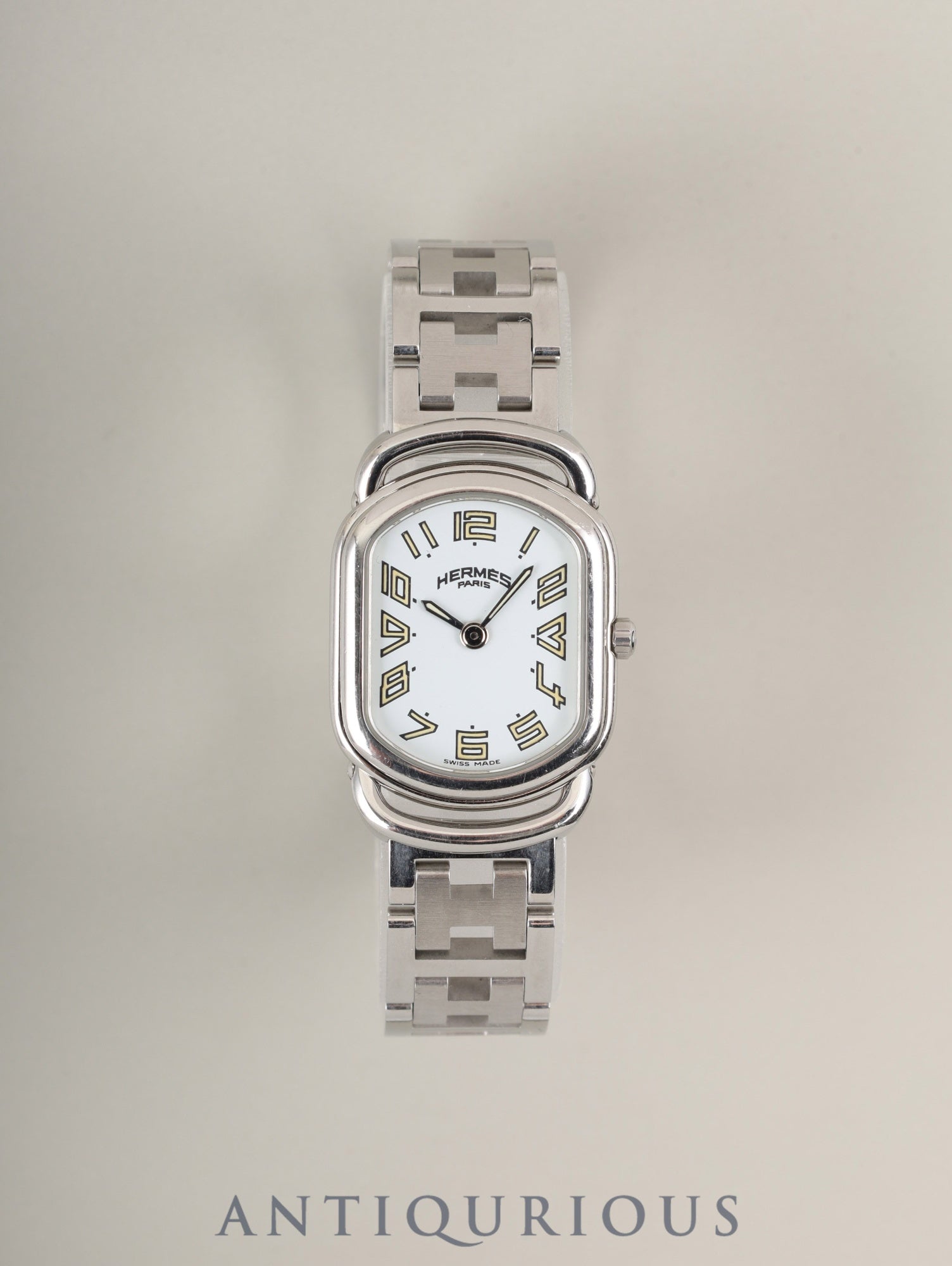 エルメス ラリー RA1.210 クォーツ Cal.976.001 SS SS ホワイト文字盤 オーバーホール済み