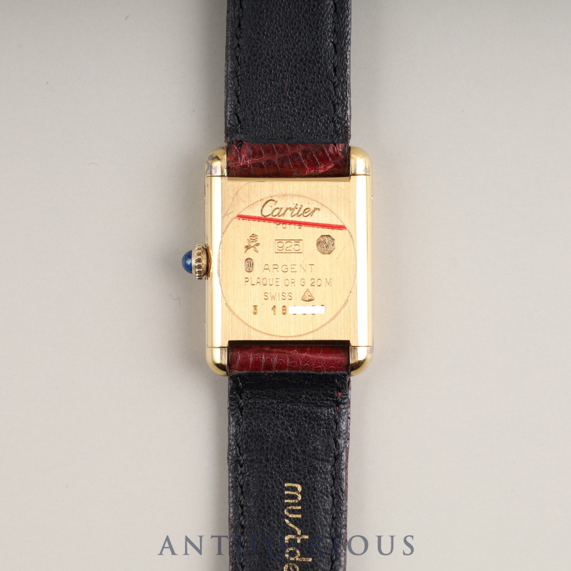 Cartier Must Tank SM Manual winding SV925 Genuine leather strap Genuine buckle (GP) Garnet dial Bordeaux dial Overhauled