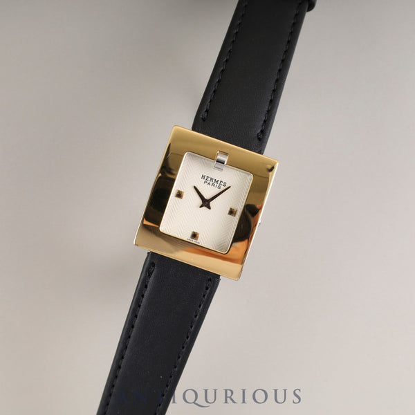 Hermès BE1.220 Quartz Watch, Cal. 976.001, GP, Leather, Genuine Stainless Steel Buckle, Ivory Dial, Overhauled