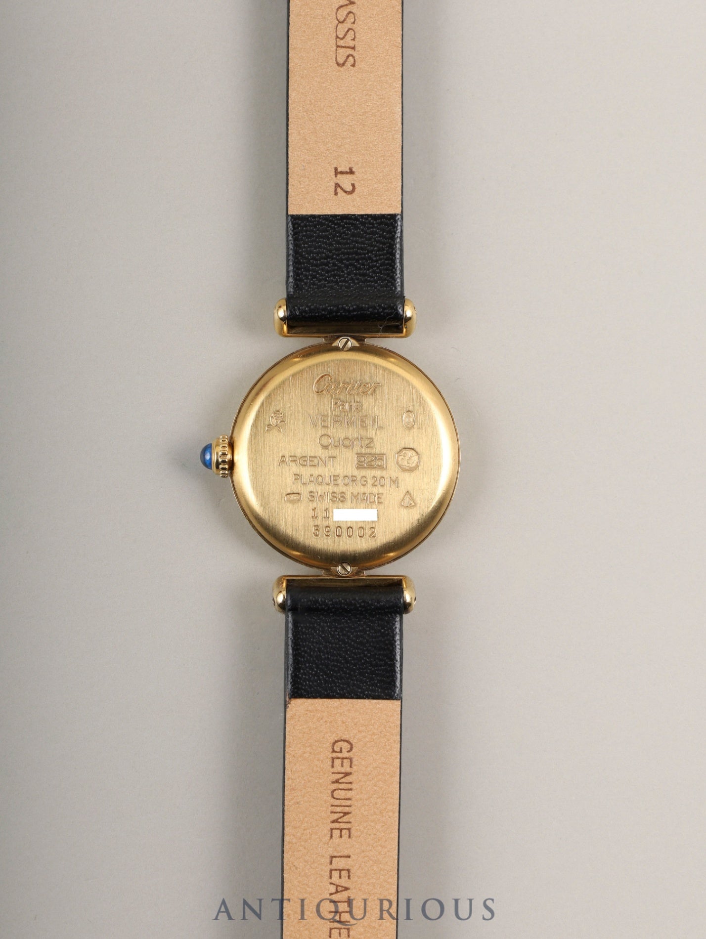 Cartier Must Colisee 590002 Quartz Caliber 90 SV925 Leather Strap with Genuine GP Buckle, Ivory Dial, Overhauled