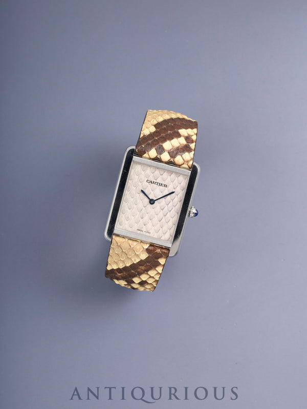 カルティエ タンクソロ LM W5200021 / 3169 クォーツ Cal.690 SS 革 純正Dバックル(SS)パイソン文字盤 オーバーホール済み
