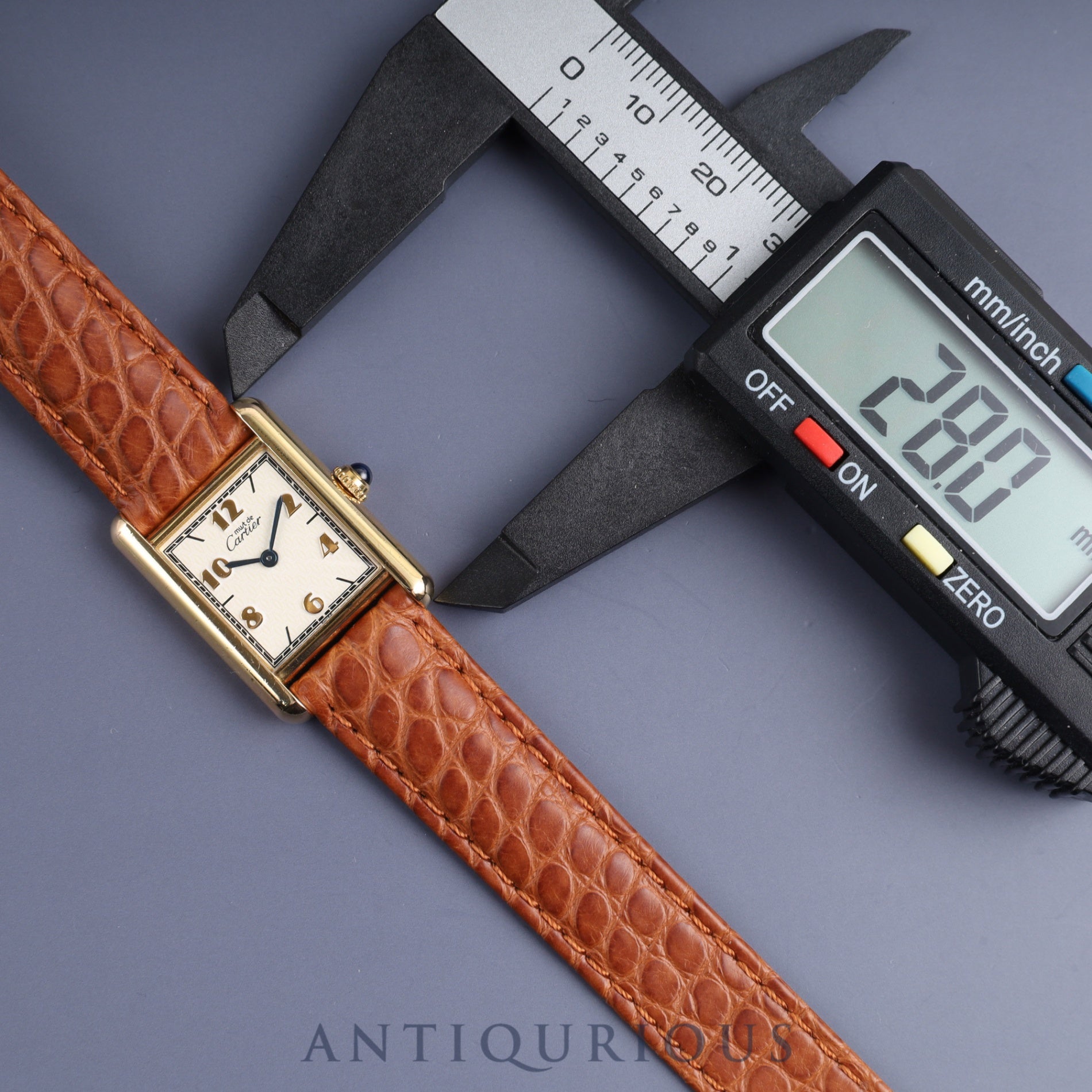 Cartier Must Tank SM W1008354 / 1613 Quartz Cal.057 SV925 Leather Genuine D Buckle (GP) Flying Arabic CC Dial Overhauled