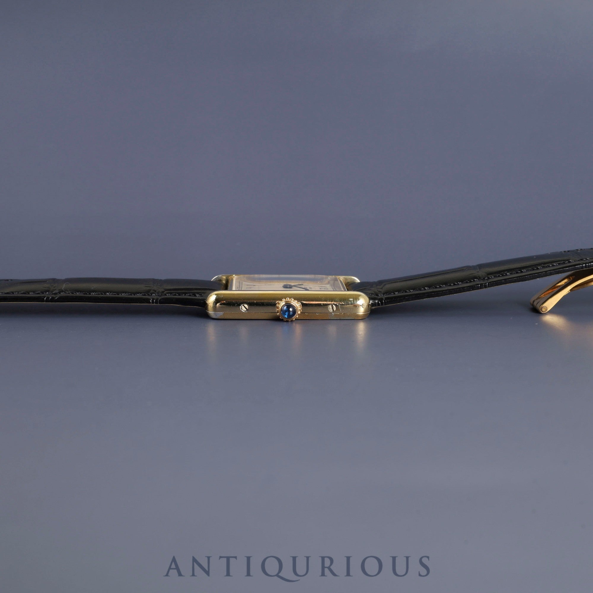 Cartier Must Tank LM 590005 Quartz Cal90 SV925 Leather Genuine D Buckle (GP) Arabic Dial Overhauled