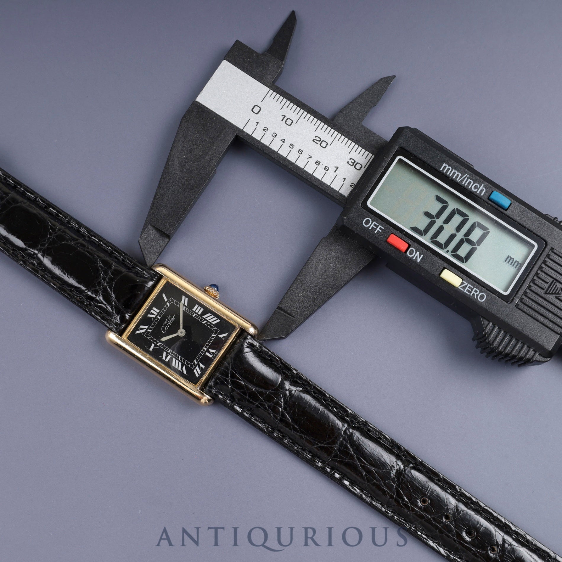 カルティエ マストタンク LM 手巻き Cal.78-1 SV925 革 純正尾錠(GP)ブラックローマン文字盤 オーバーホール済み