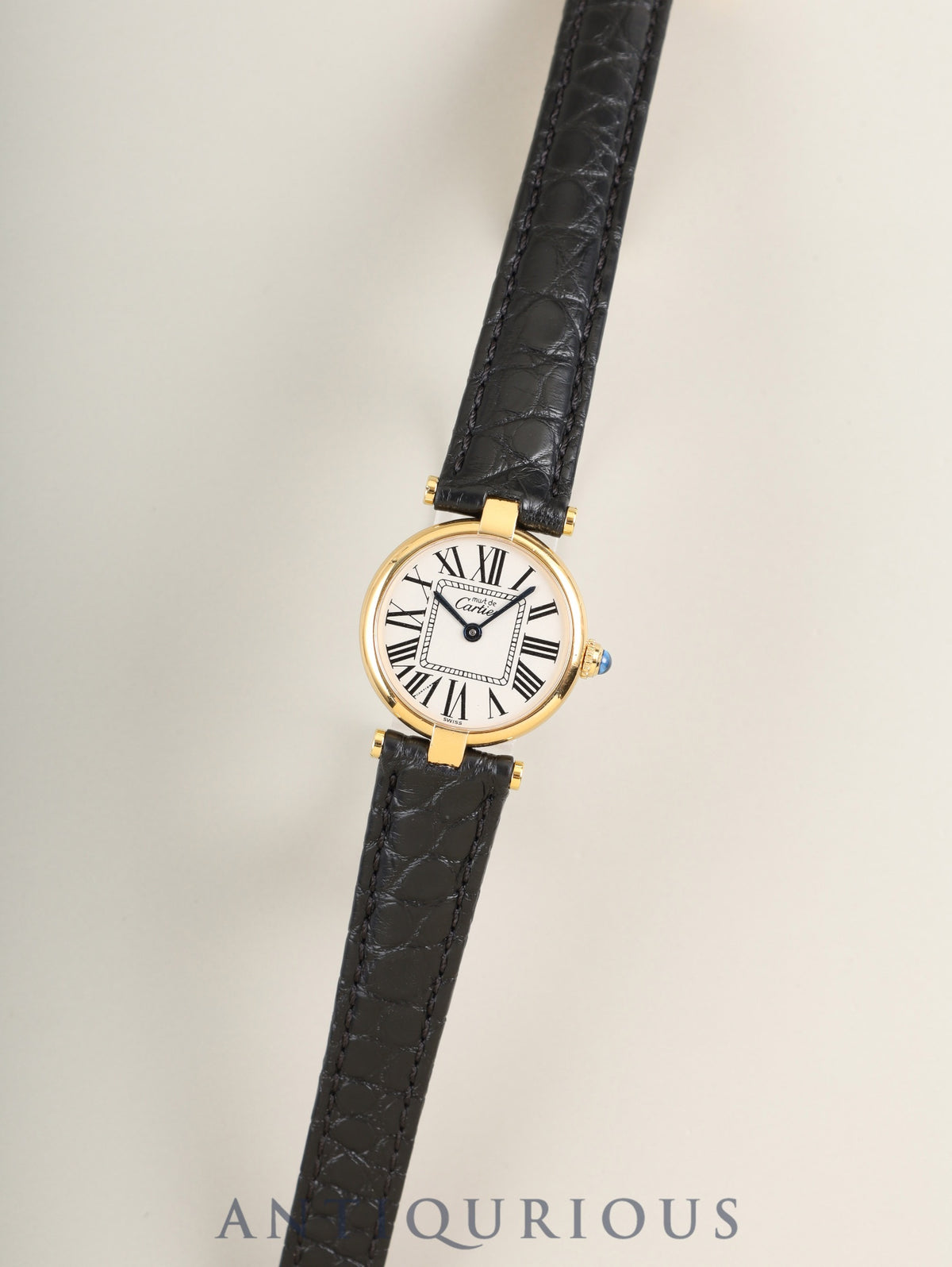 Cartier Must Vendôme VLC SM W1005354 / 590004 Quartz Caliber 90 SV925 Leather Genuine D-buckle (GP) Opalescent Dial Warranty (1993) Overhauled