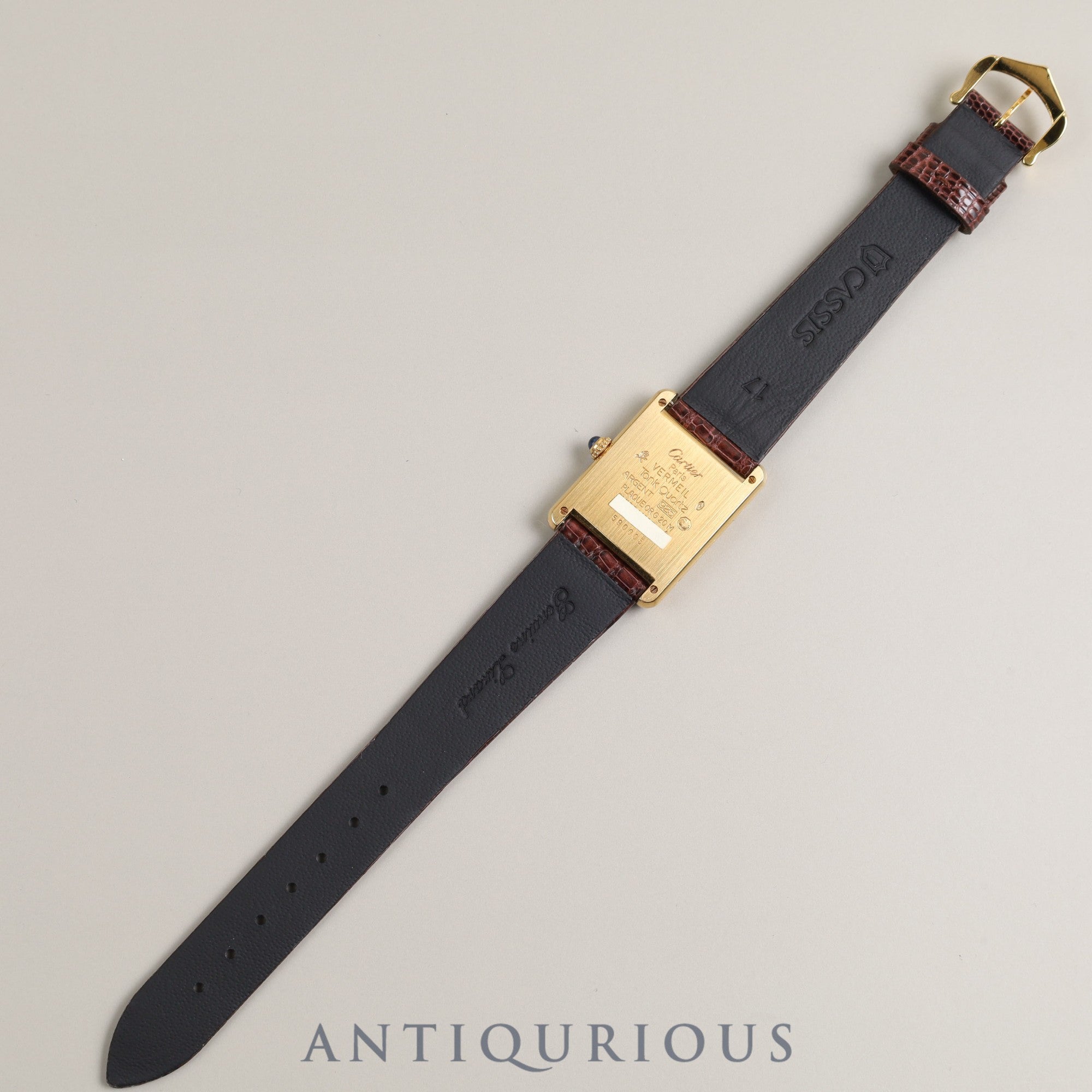 Cartier Must Tank LM QZ 590005 Cal.90 SV925 Leather Genuine Buckle (GP) Ivory Dial Box Warranty (1990) Overhauled