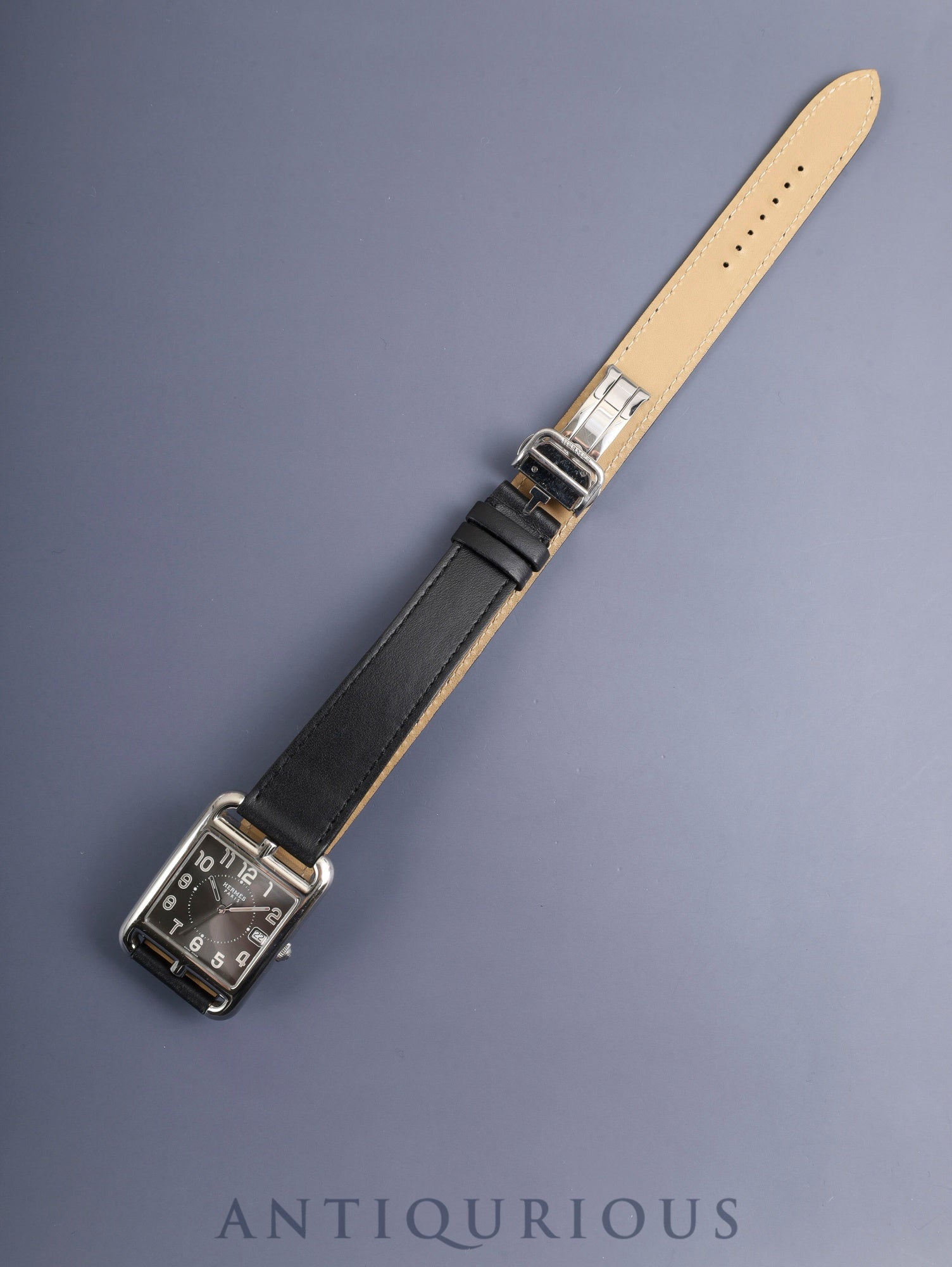 エルメス ケープコッド CC1.810 クォーツ SS 革 純正バックル(SS)グレーアラビア文字盤 箱 冊子 保証書(2009年)オーバーホール済み